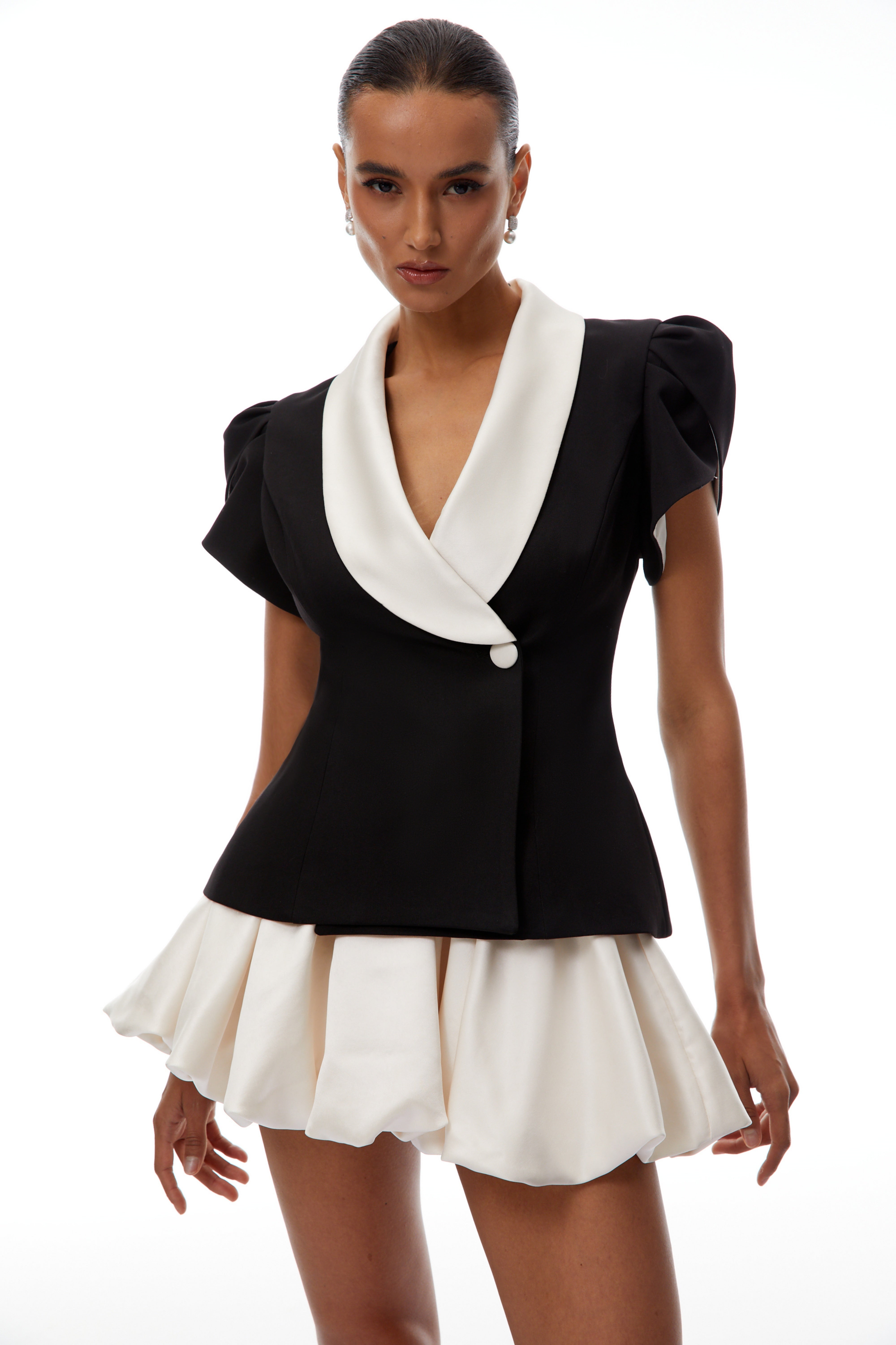 Acharya Color Block Blouse & Bubble Skirt Set