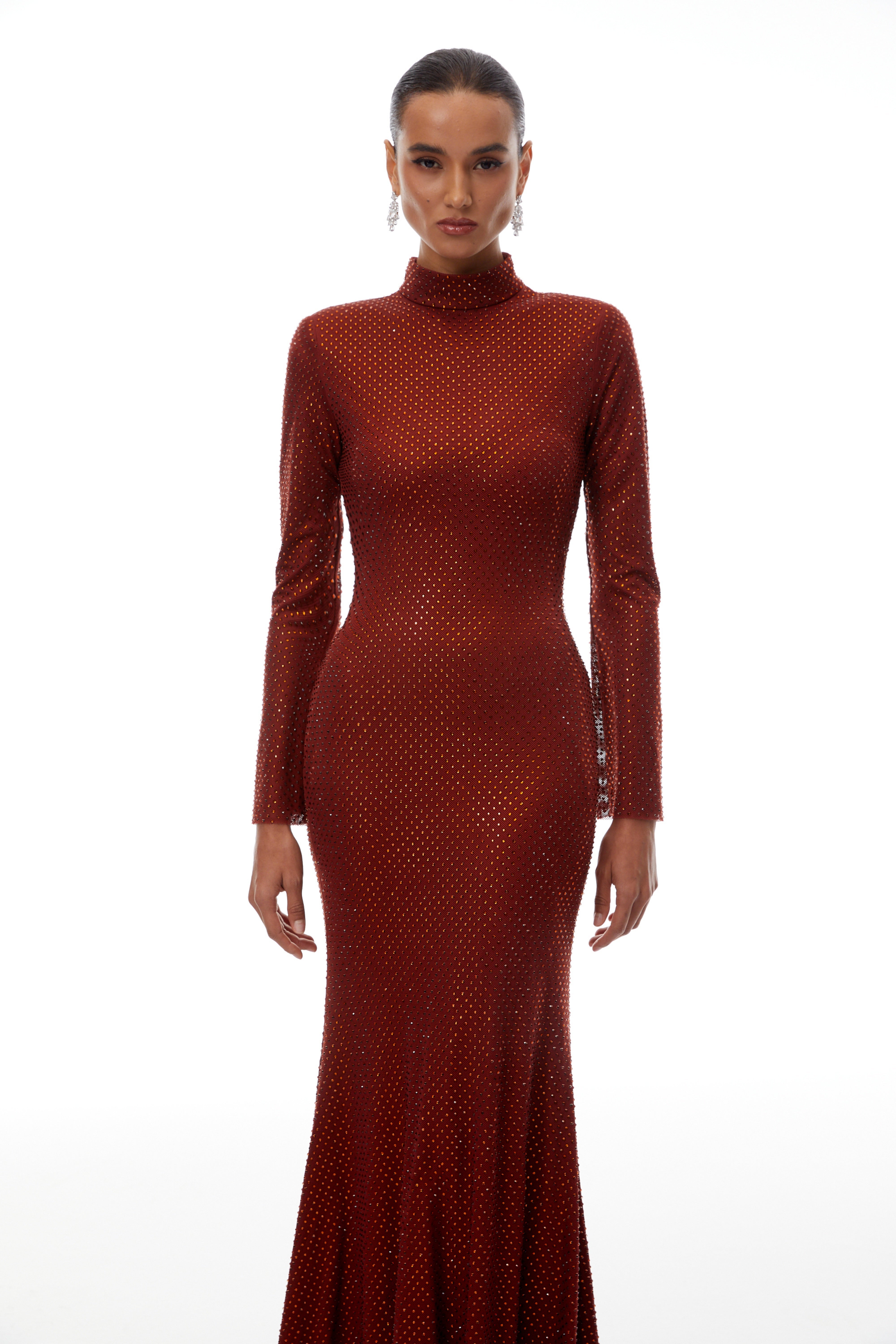 Sharon Red Rhinestone Embellished Maxi Dress