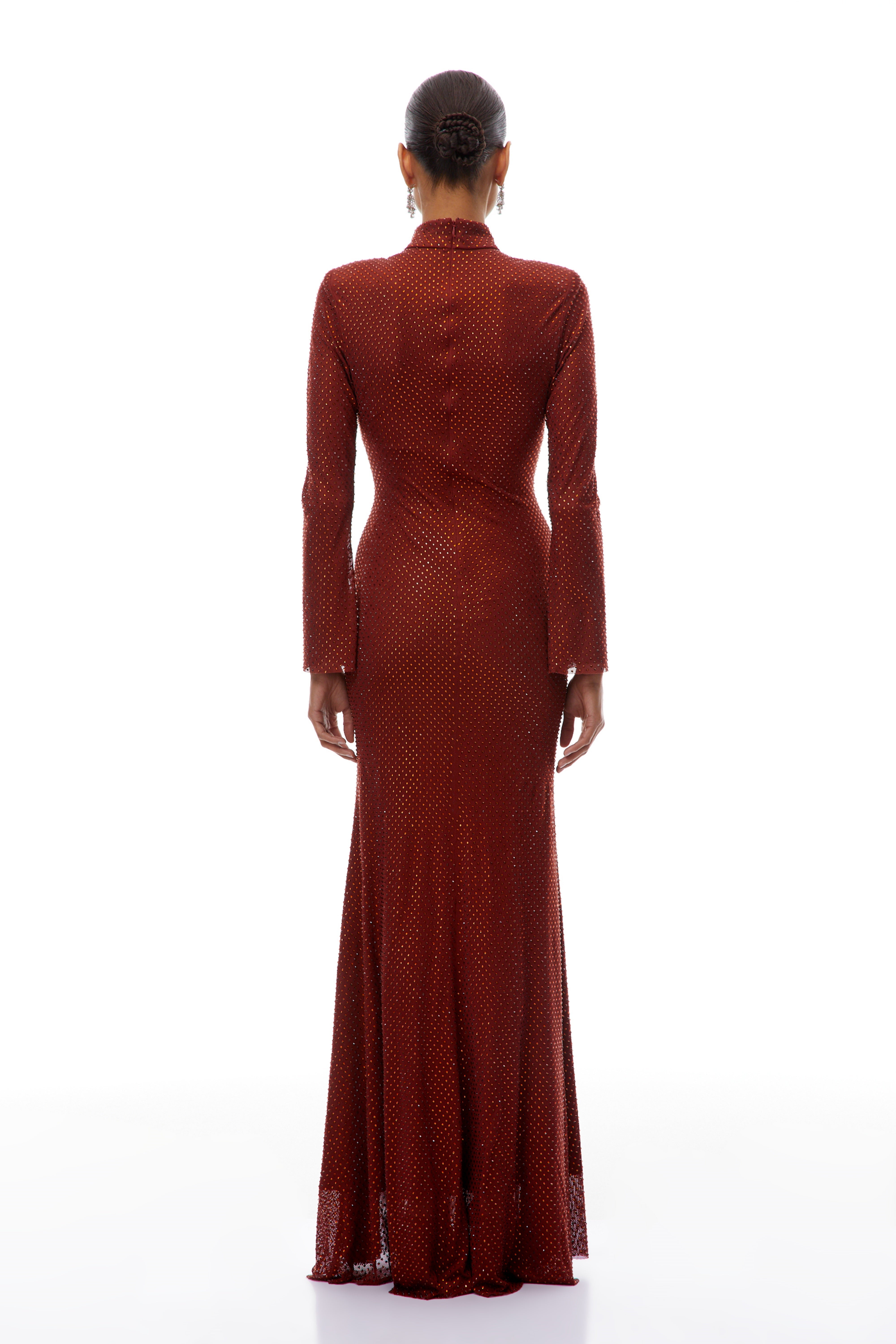 Sharon Red Rhinestone Embellished Maxi Dress