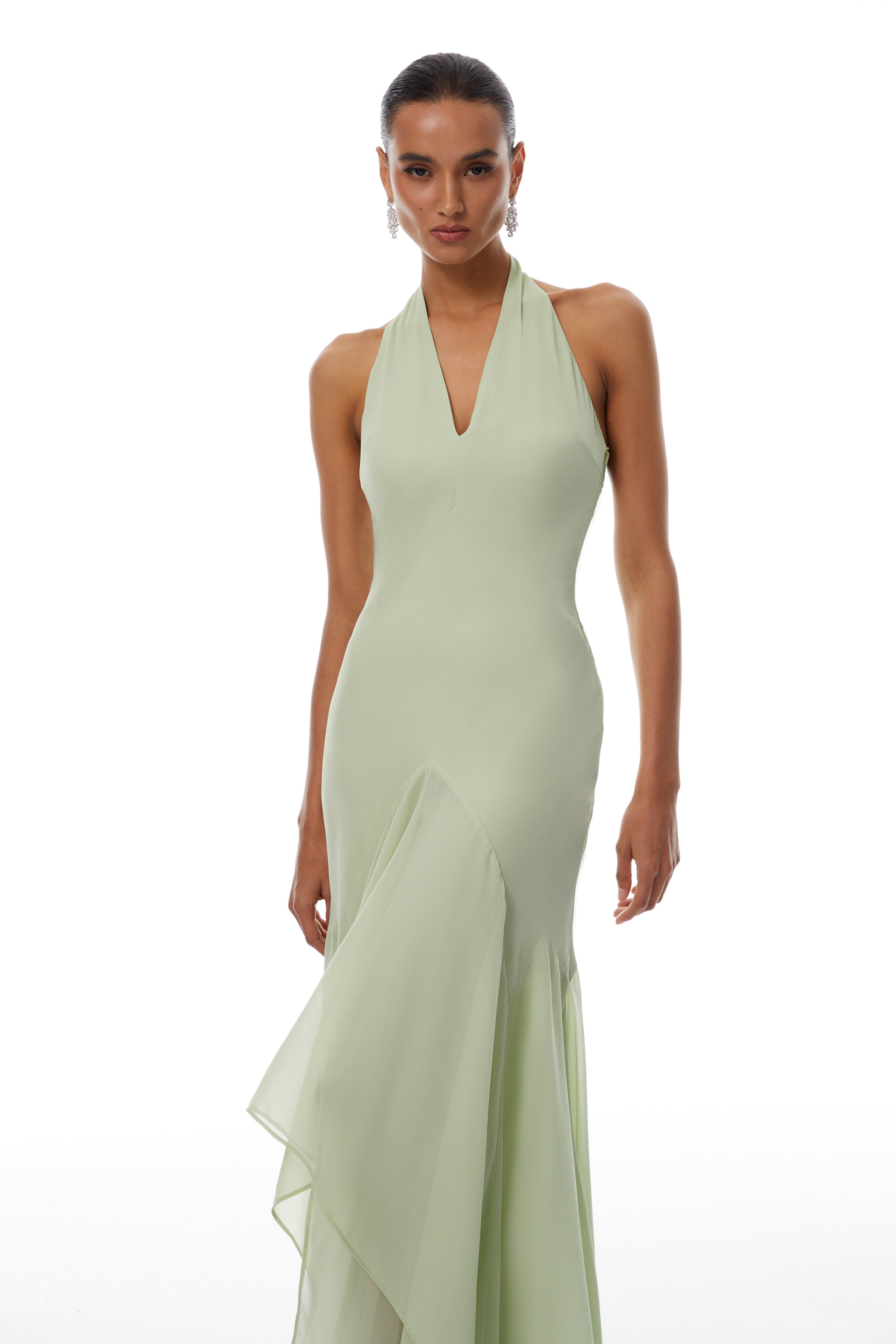 Mónika Green Halterneck Asymmetrical Maxi Dress (Final Sale-US Only)