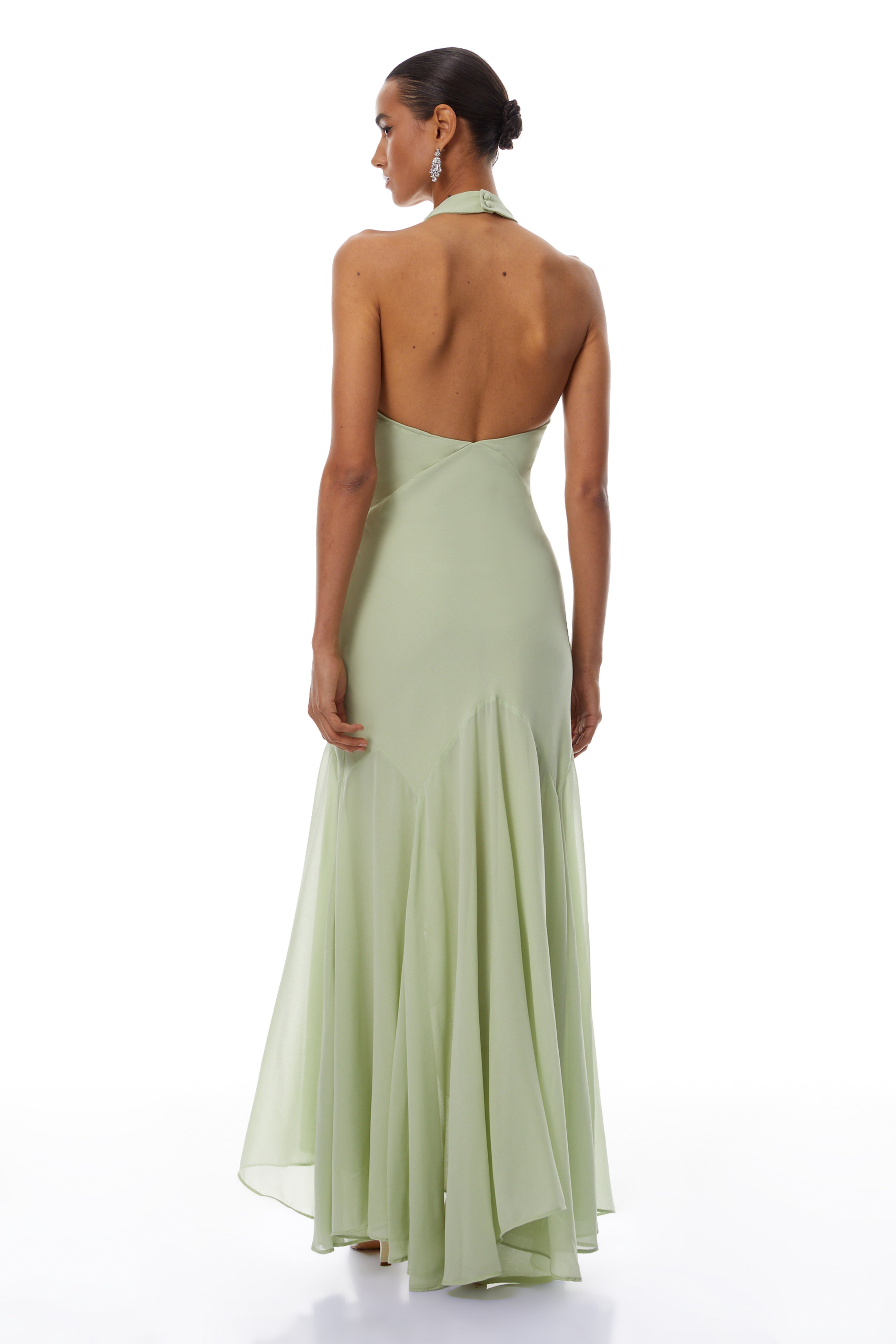 Mónika Green Halterneck Asymmetrical Maxi Dress (Final Sale-US Only)