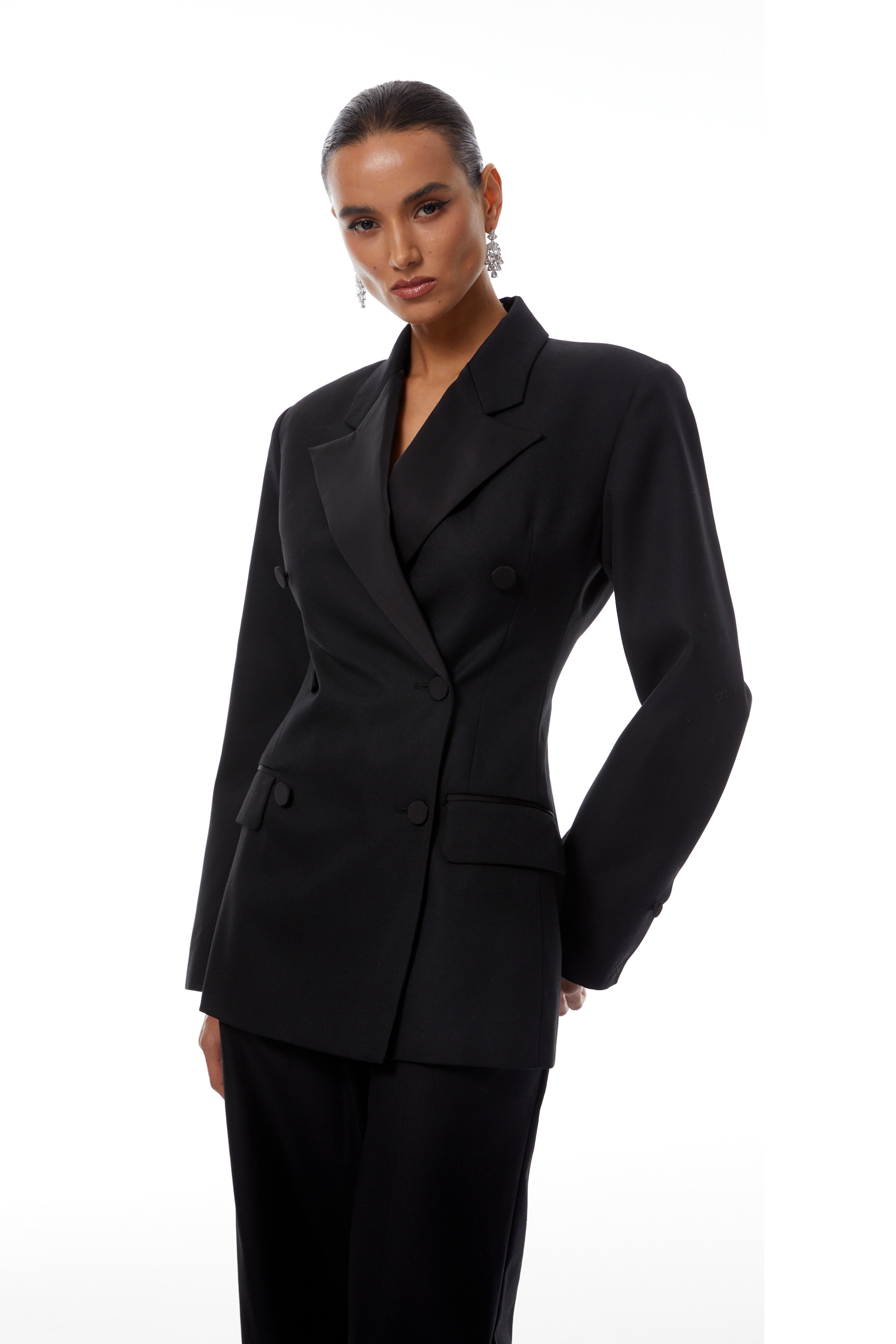 Stian Black Cinched Waist Blazer & Trousers Set (Final Sale)