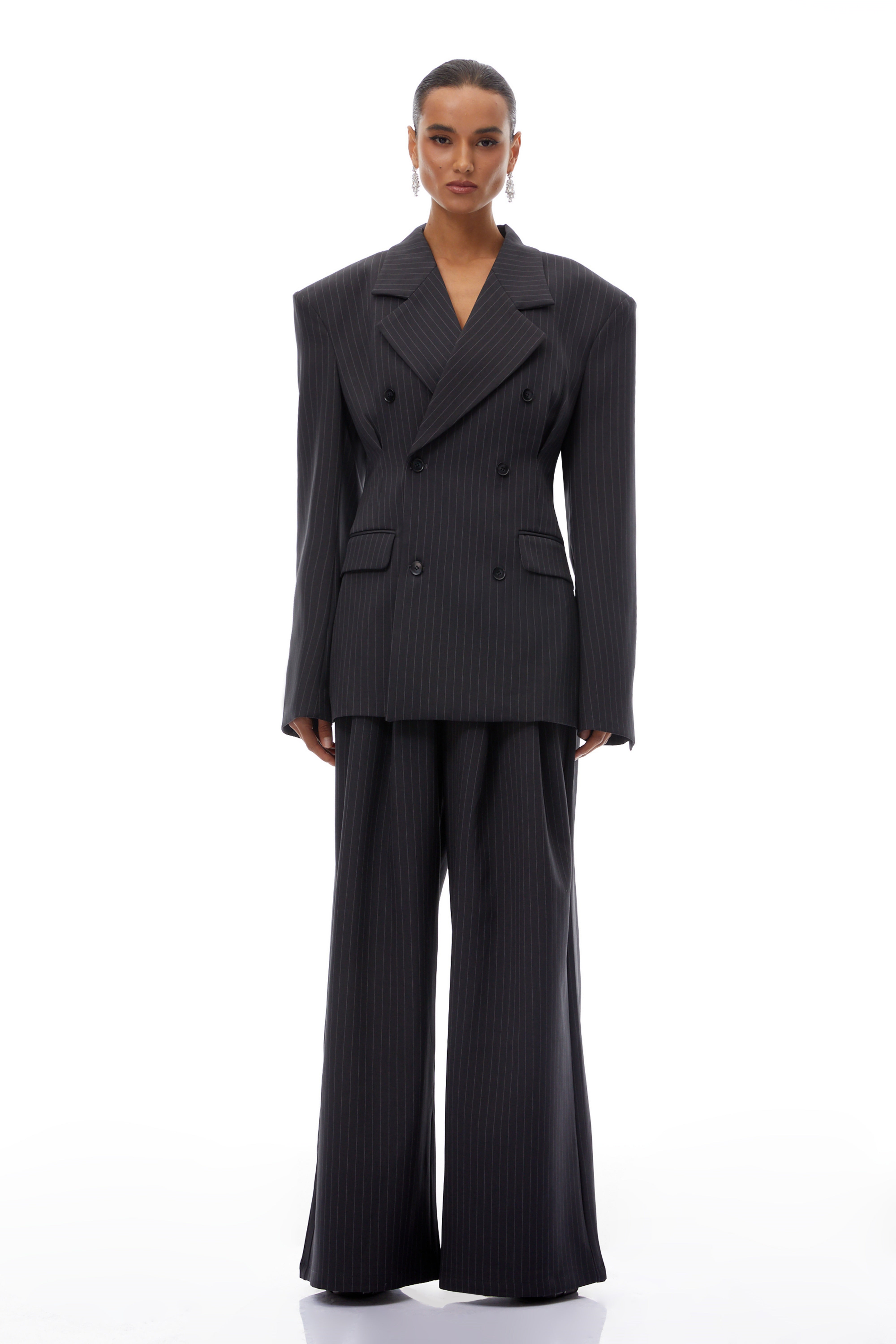 Giovanna Grey Pinstriped Blazer & Trousers Set (Final Sale)