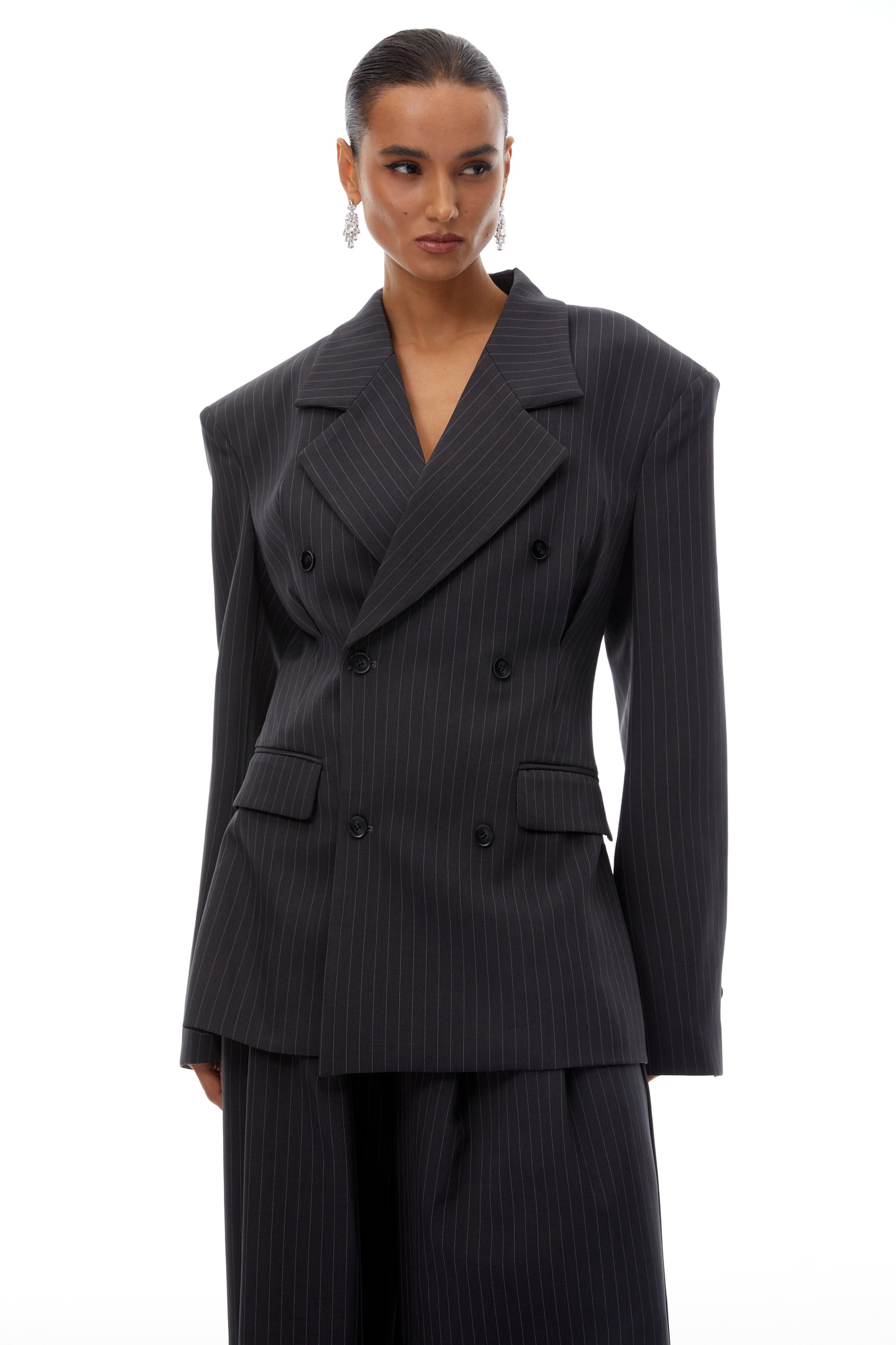 Giovanna Grey Pinstriped Blazer & Trousers Set (Final Sale)
