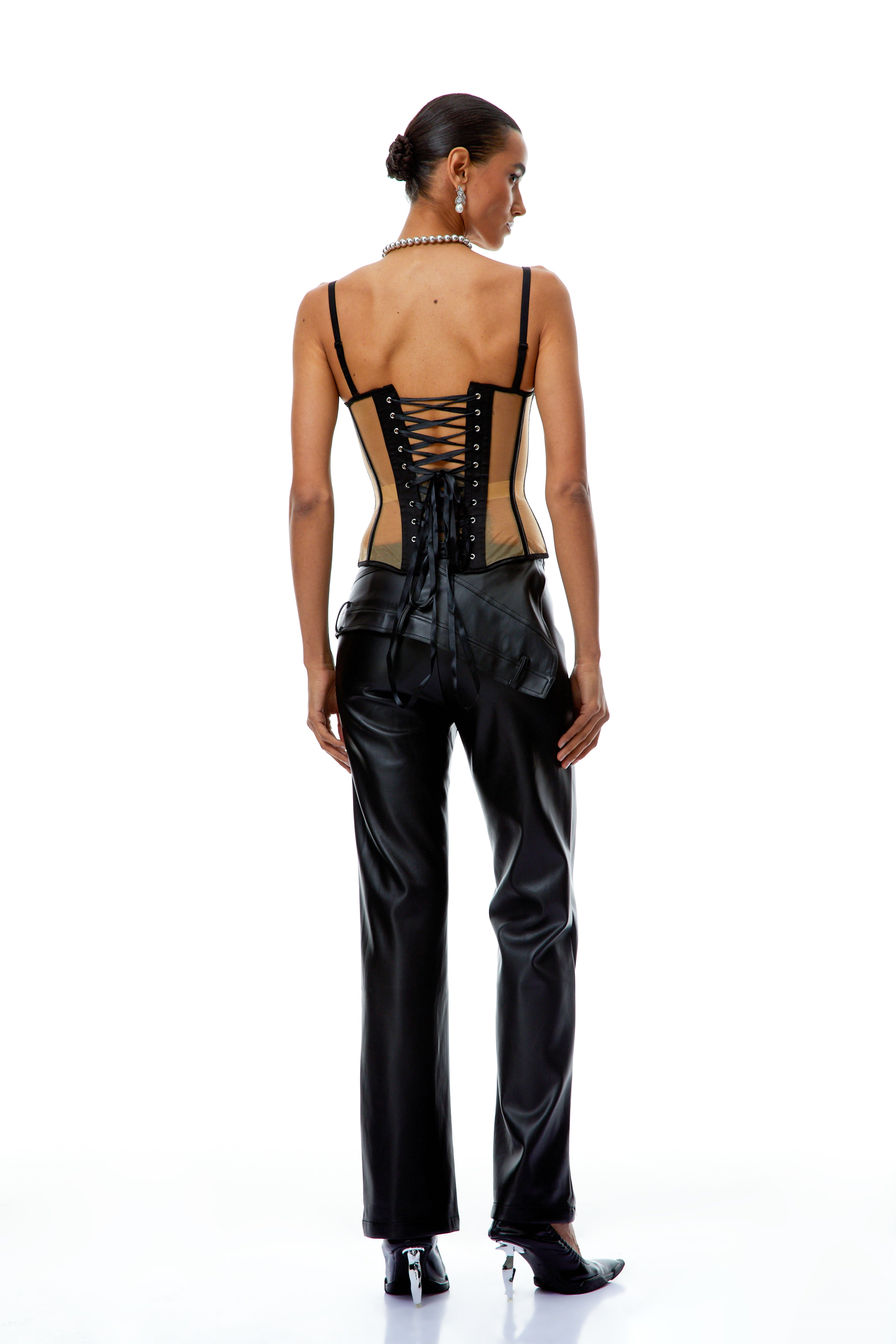 Edda Neutral Sheer Tulle Corset Top