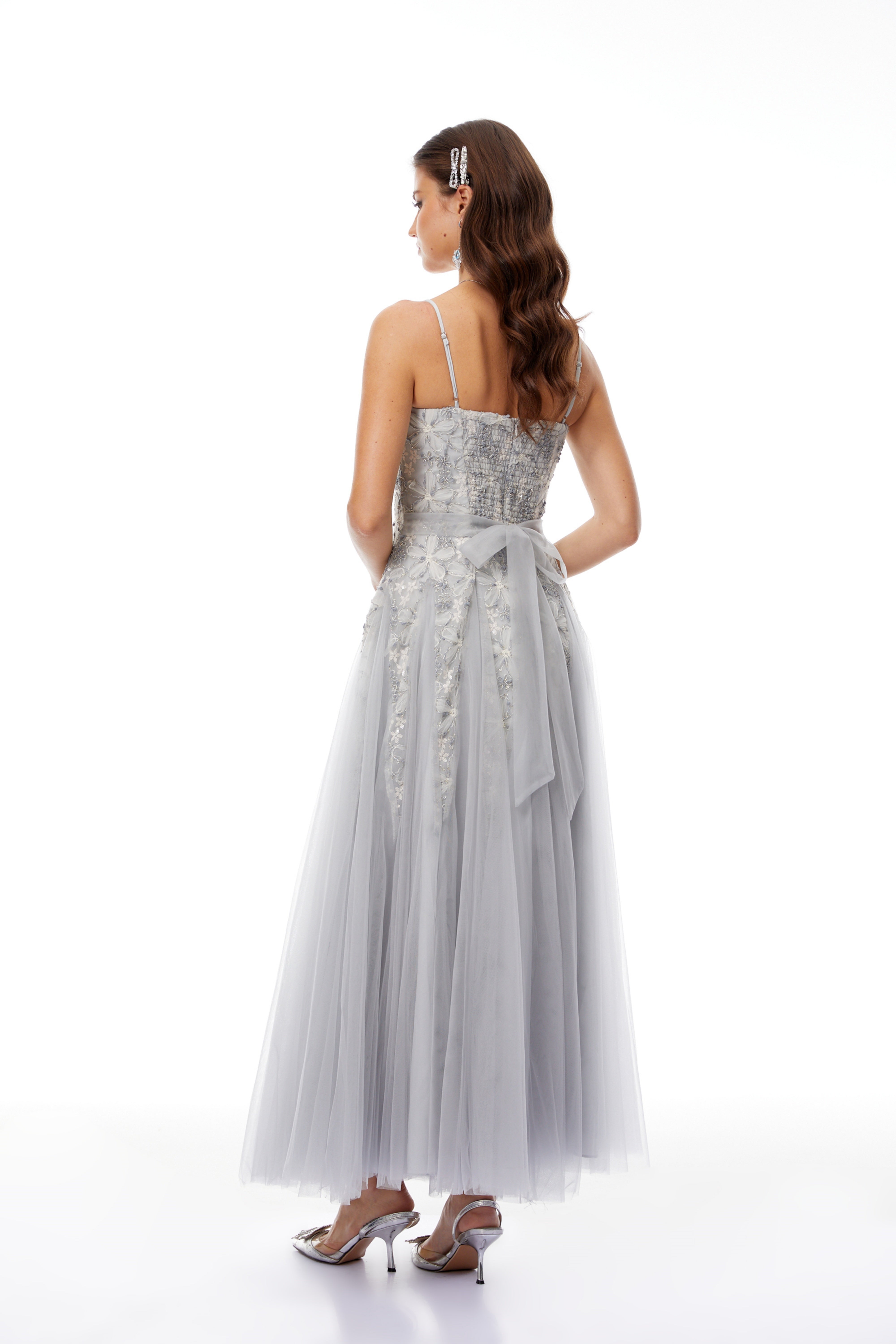 Adalynn Blue Floral Embroidered Tulle Maxi Dress