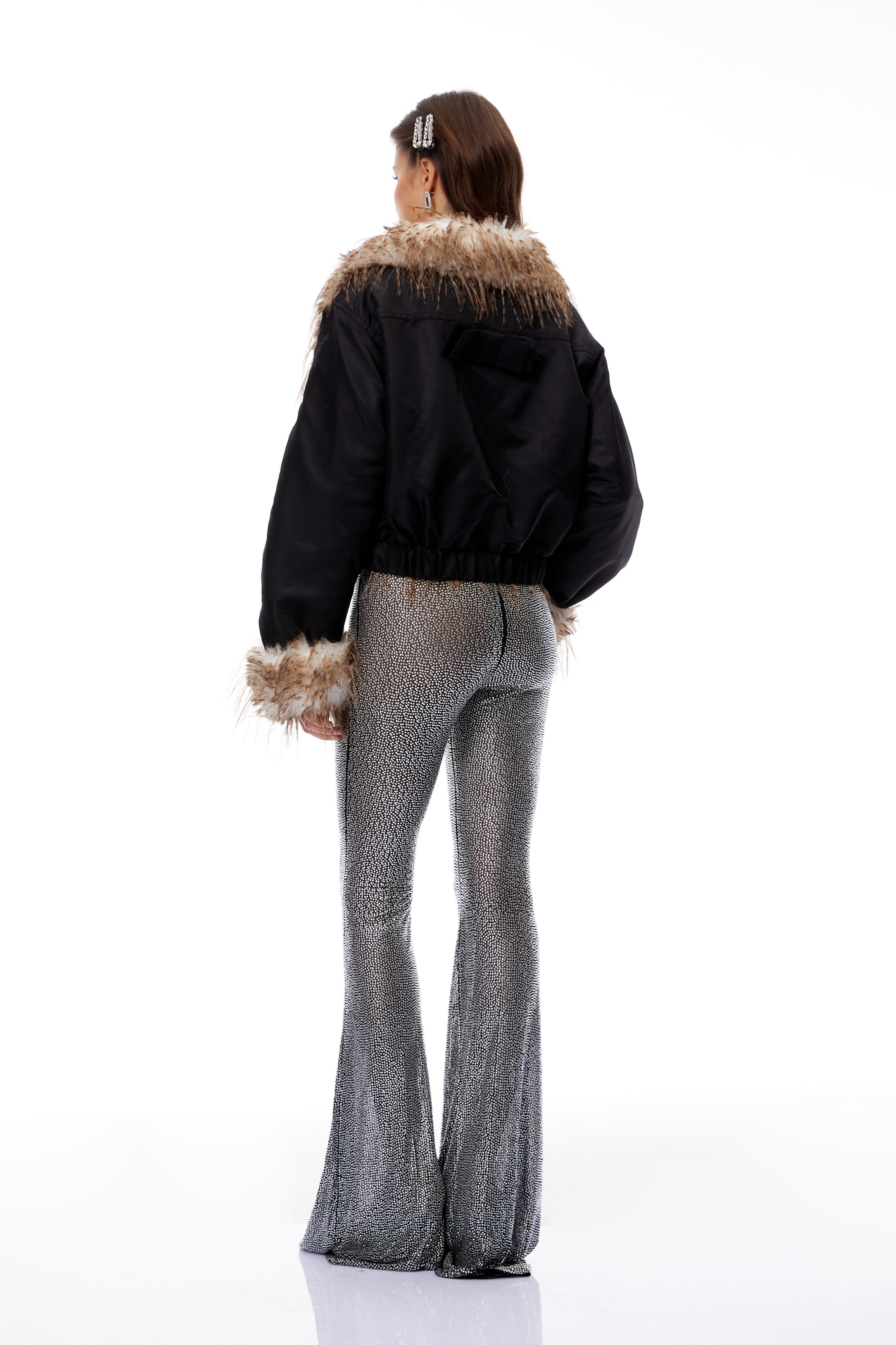 Vincenza Black Ombré Fur Panel Padded Jacket (Final Sale)