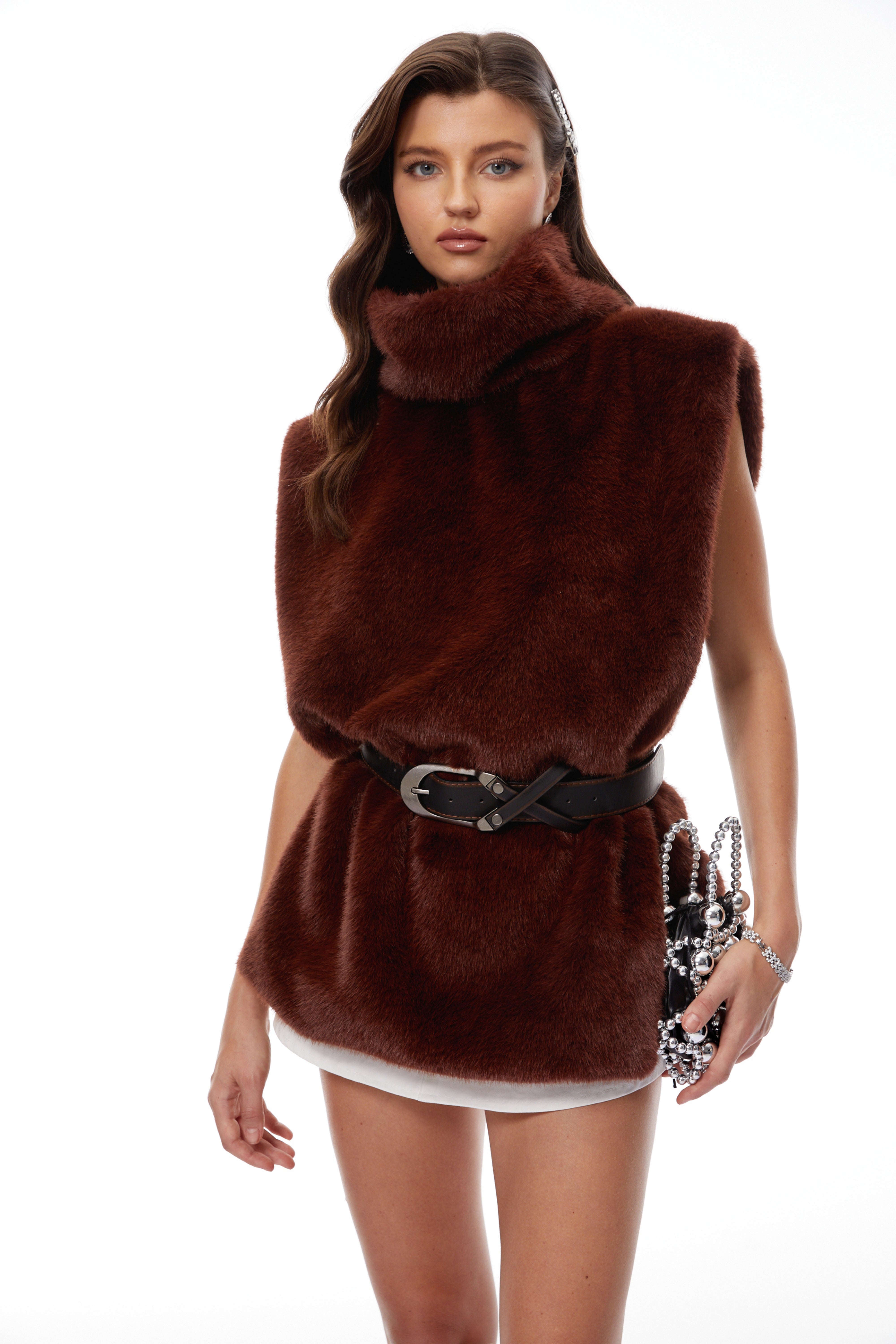 Pamela Brown High Neck Fur Gilet (Final Sale)