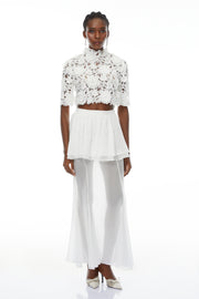Candice White Cut Out Top & Ruffled Skirt Set
