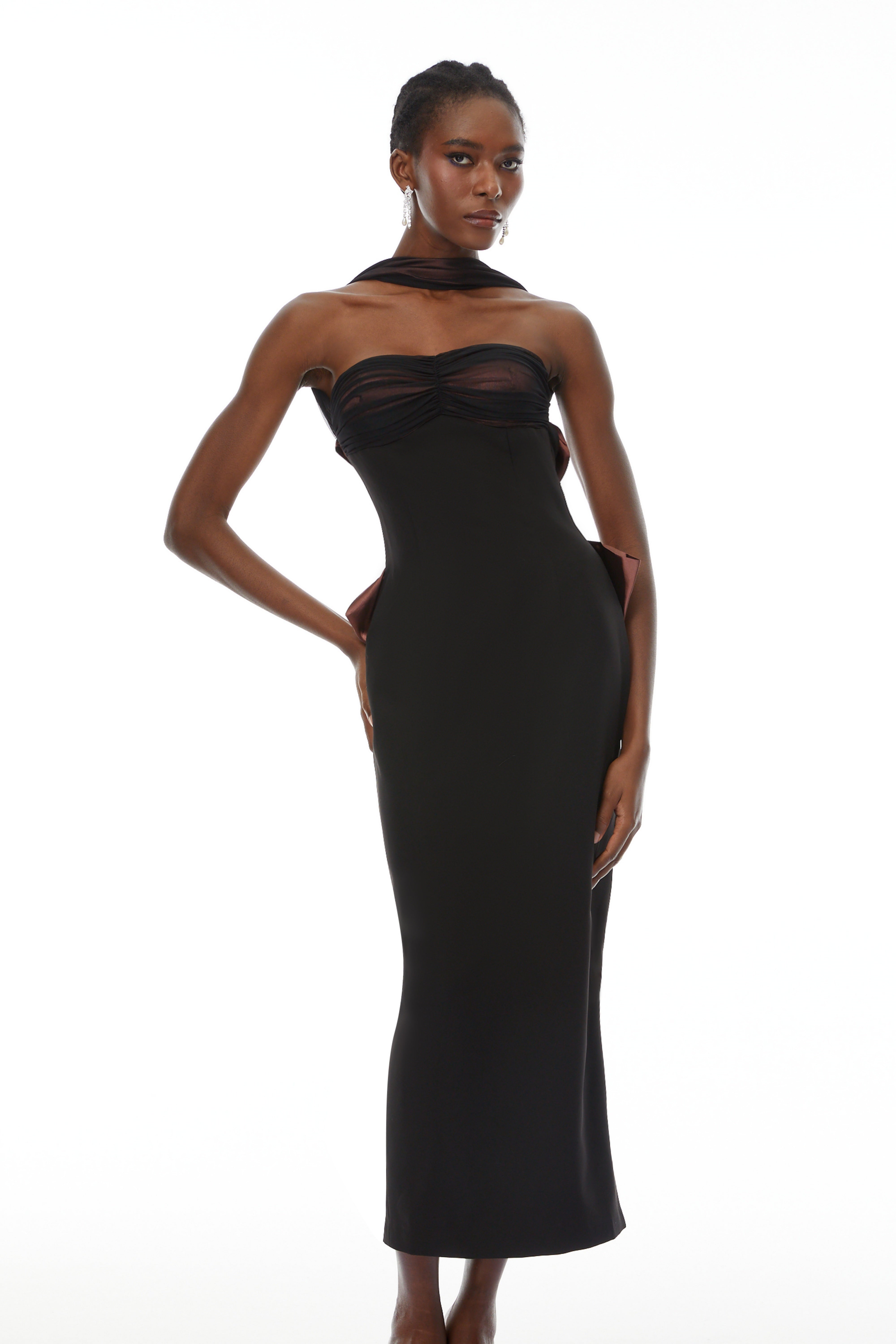 Miriam Black Open Back Maxi Gown with Bow (Final Sale-US Only)