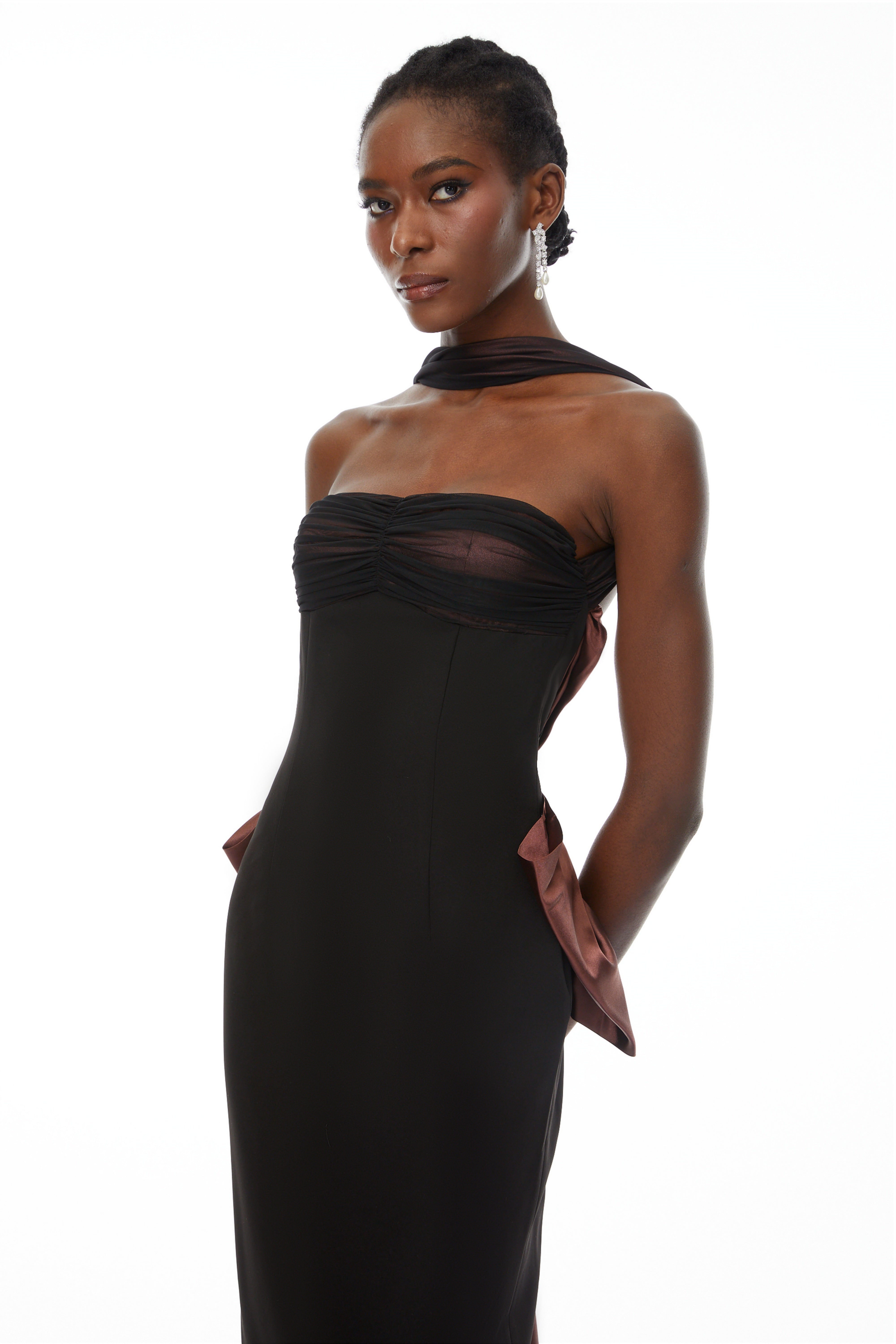 Miriam Black Open Back Maxi Gown with Bow (Final Sale-US Only)