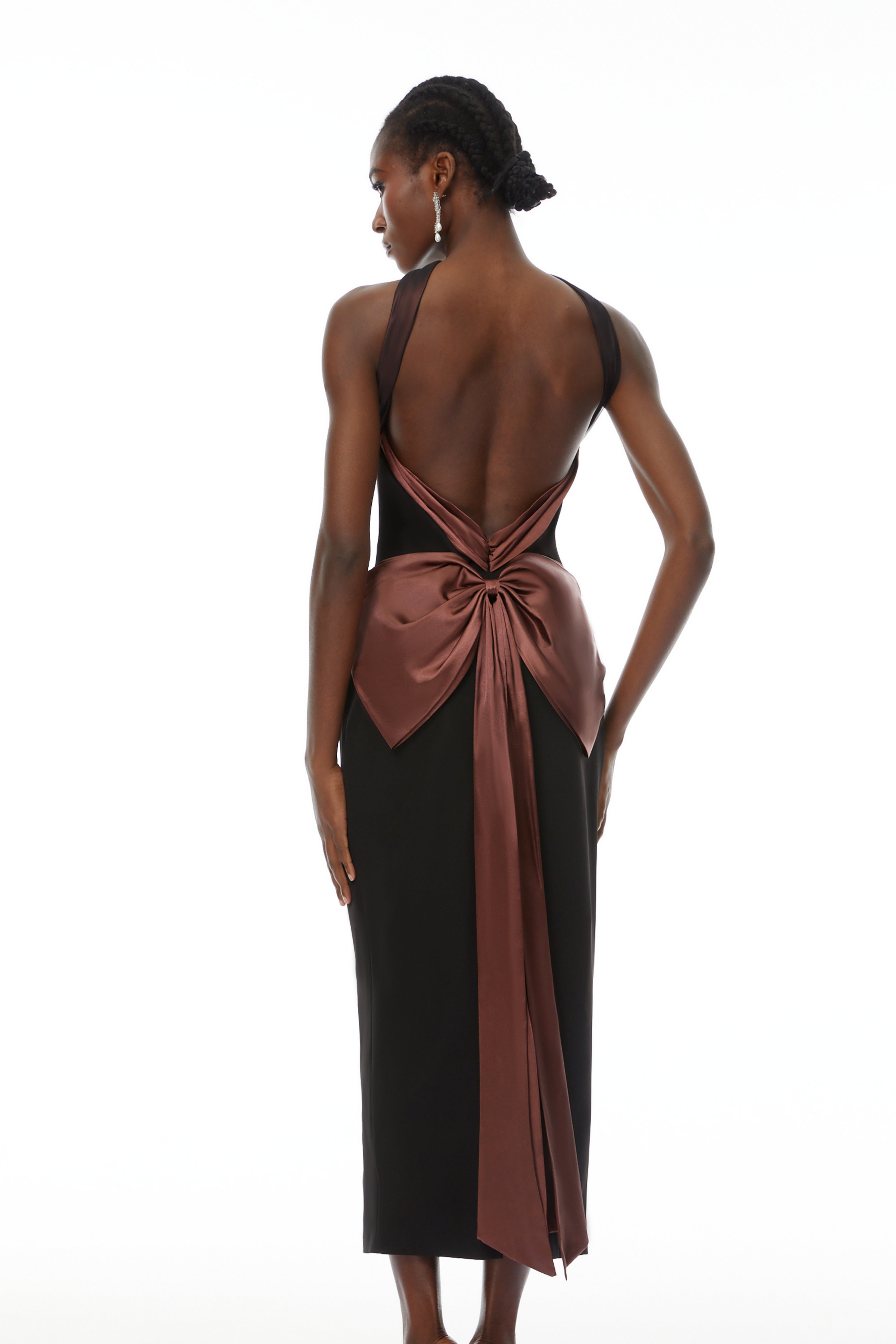 Miriam Black Open Back Maxi Gown with Bow (Final Sale-US Only)