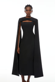 Brynja Black Cape Design Maxi Gown