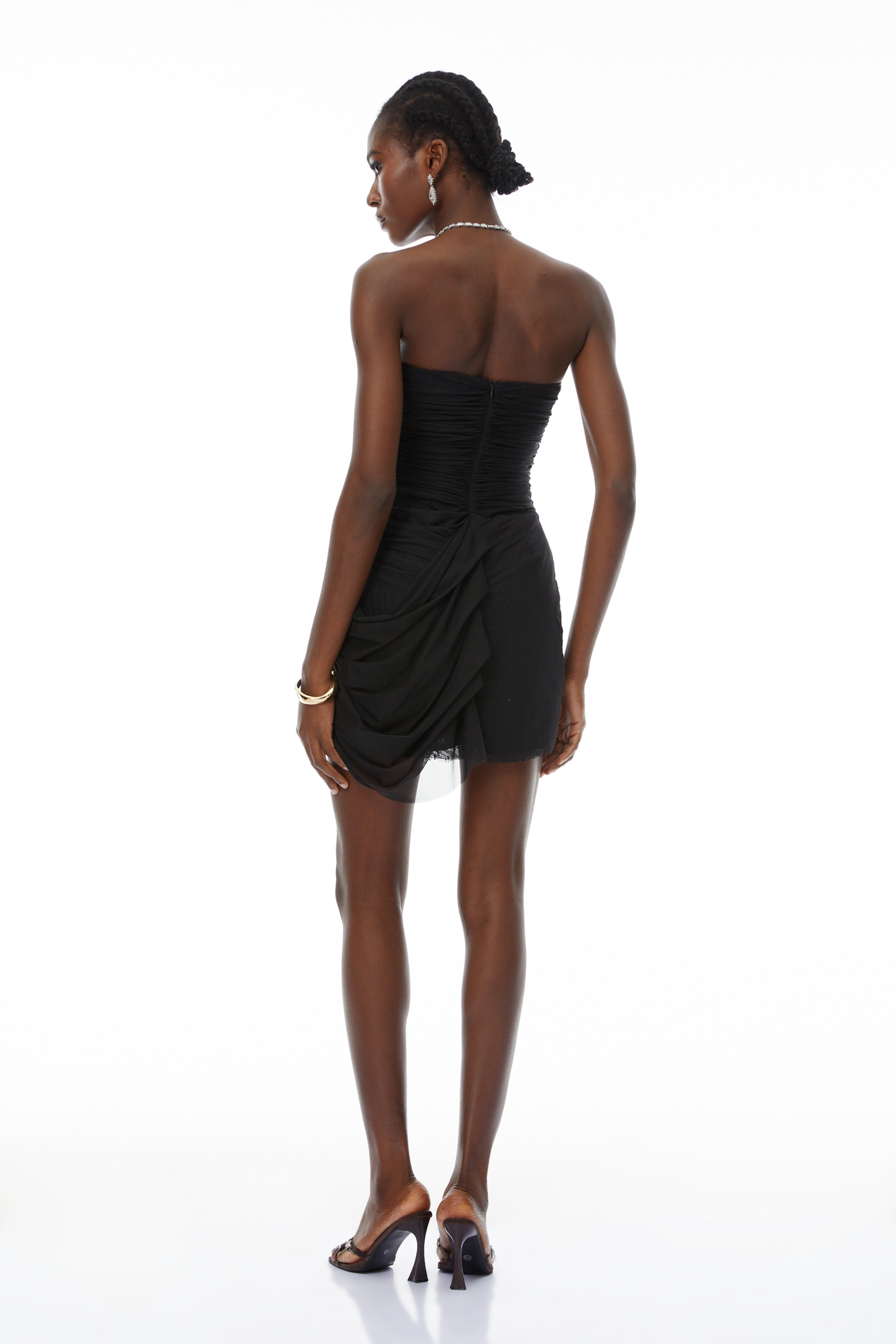 Giorgia Black Ruched Tulle Corset Mini Dress (Final Sale)