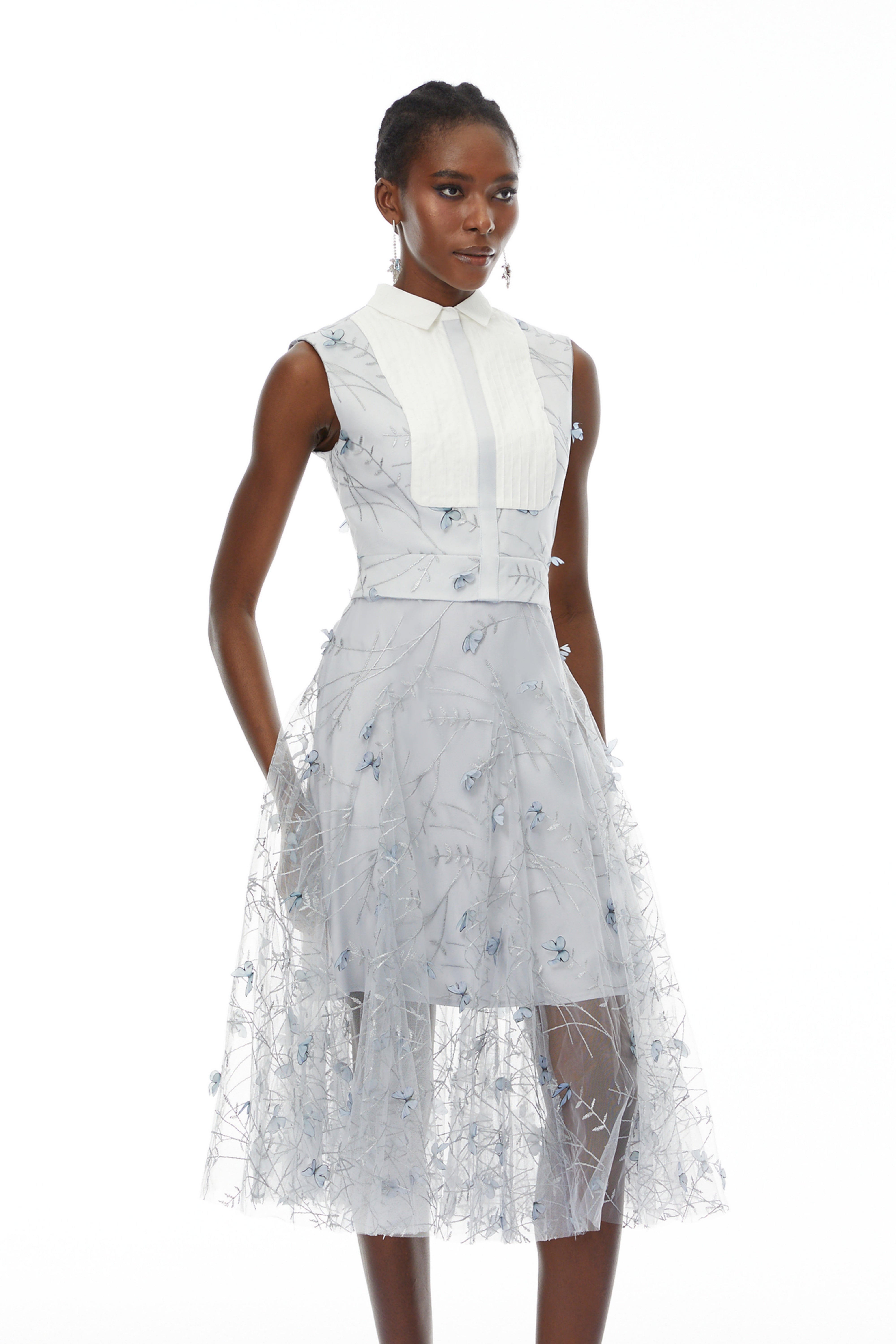 Neve Lavender Floral Appliqué Jacket & Dress Set (Final Sale)