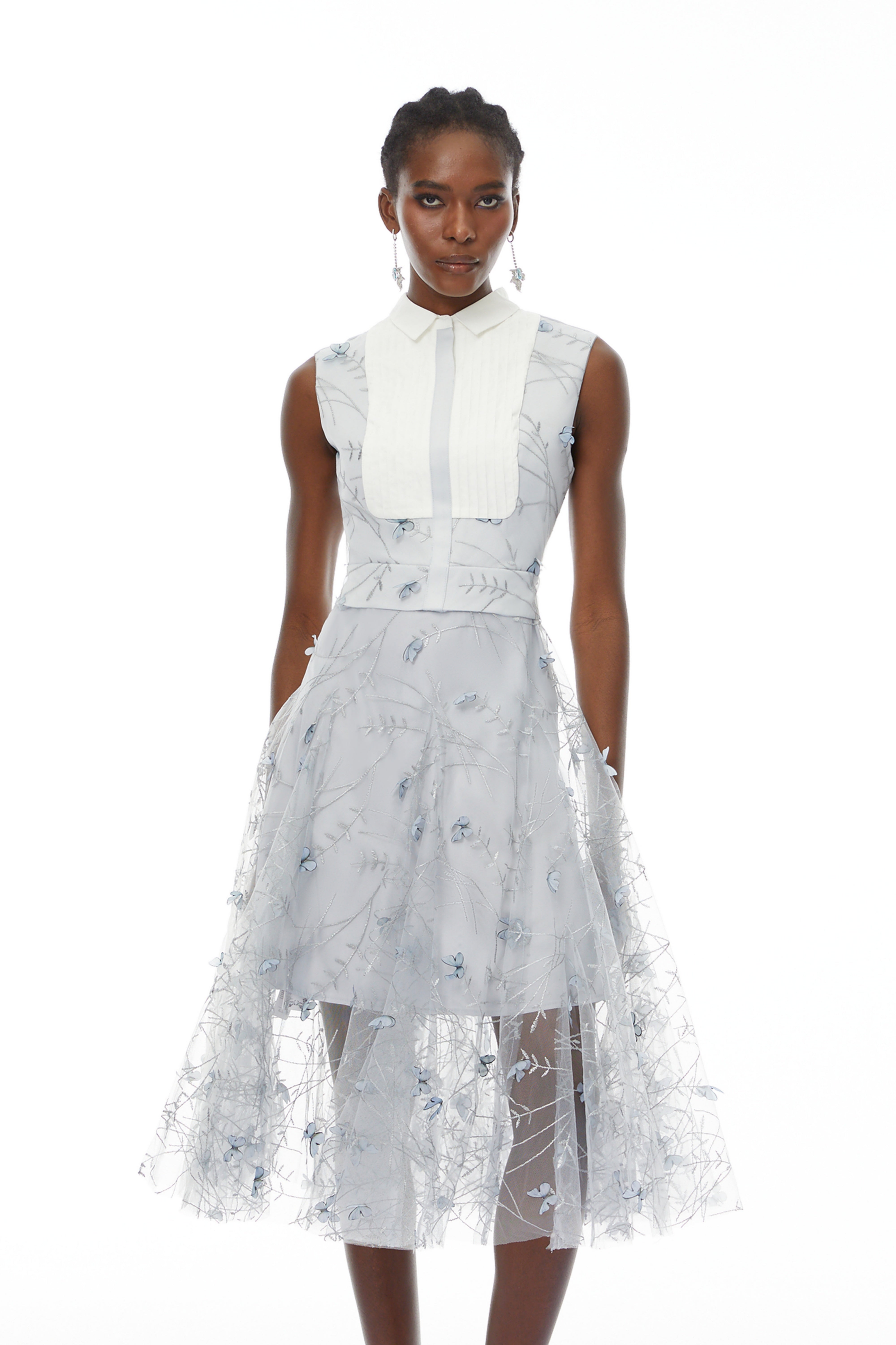 Neve Lavender Floral Appliqué Jacket & Dress Set (Final Sale)