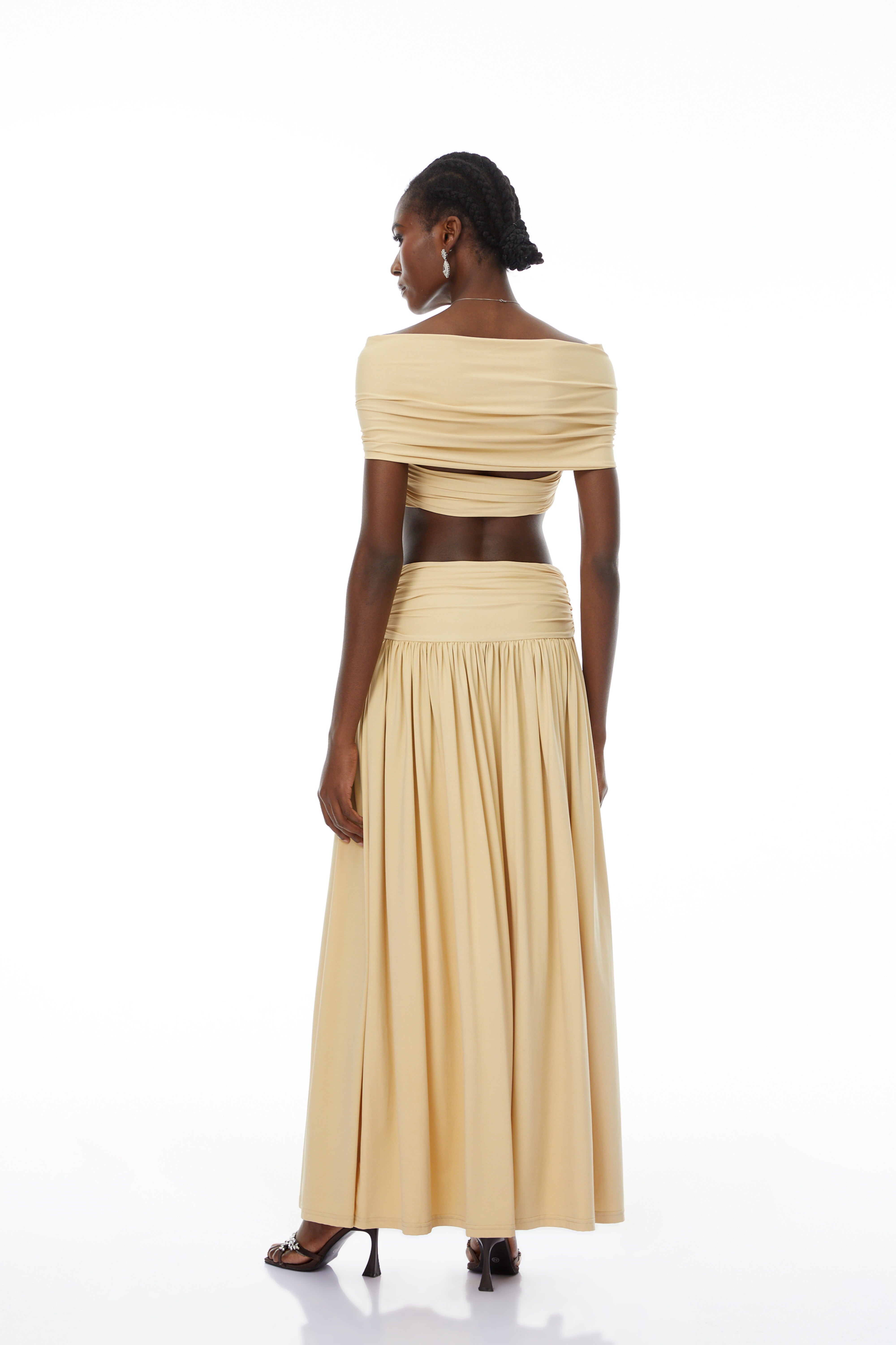 Gianna Yellow Ruched Top & Skirt Set