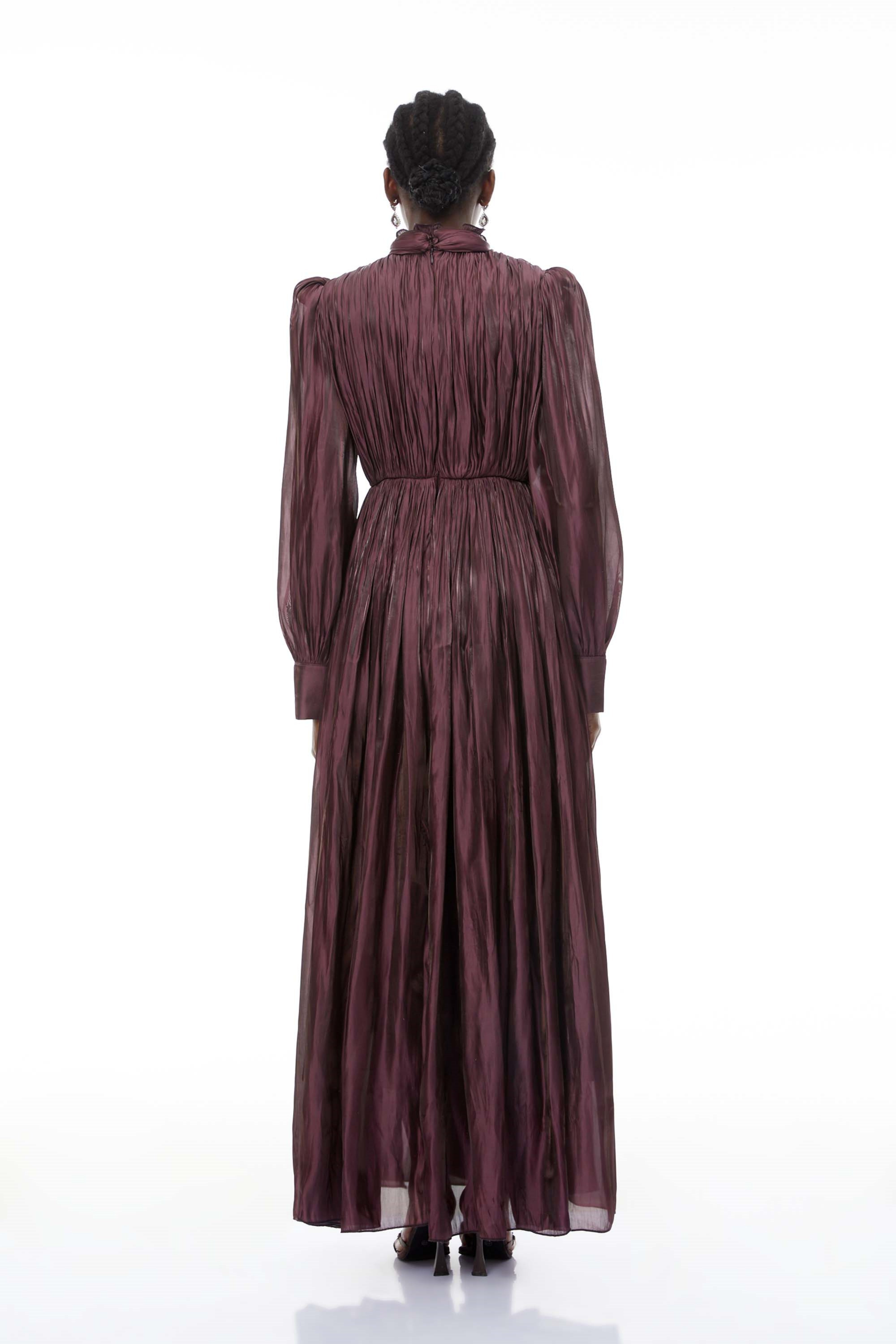 Sage Brown Crossed Design Maxi Dress (Final Sale-US Only)