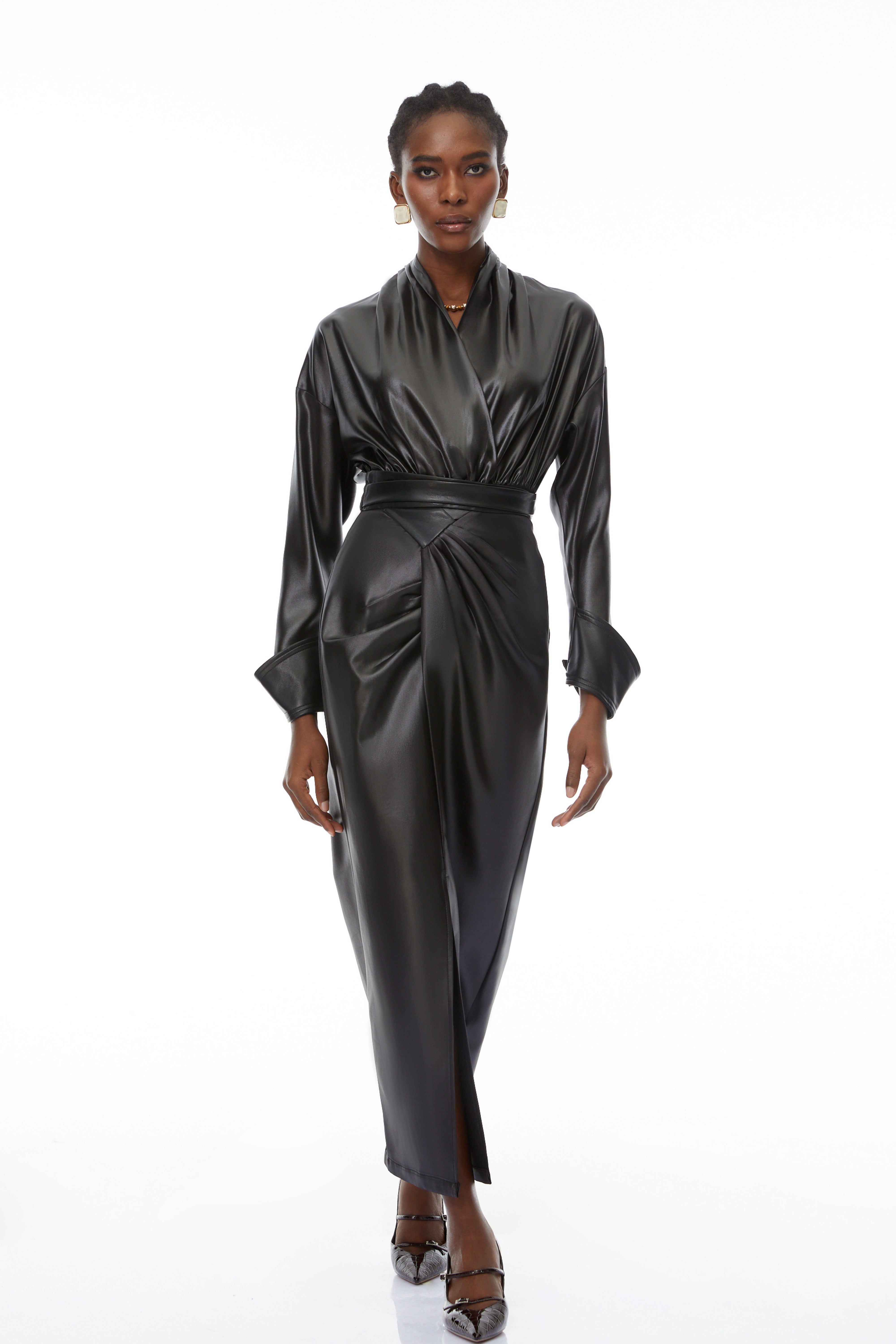 Rocío Black Leather Bodysuit & Skirt Set (Final Sale-US Only)