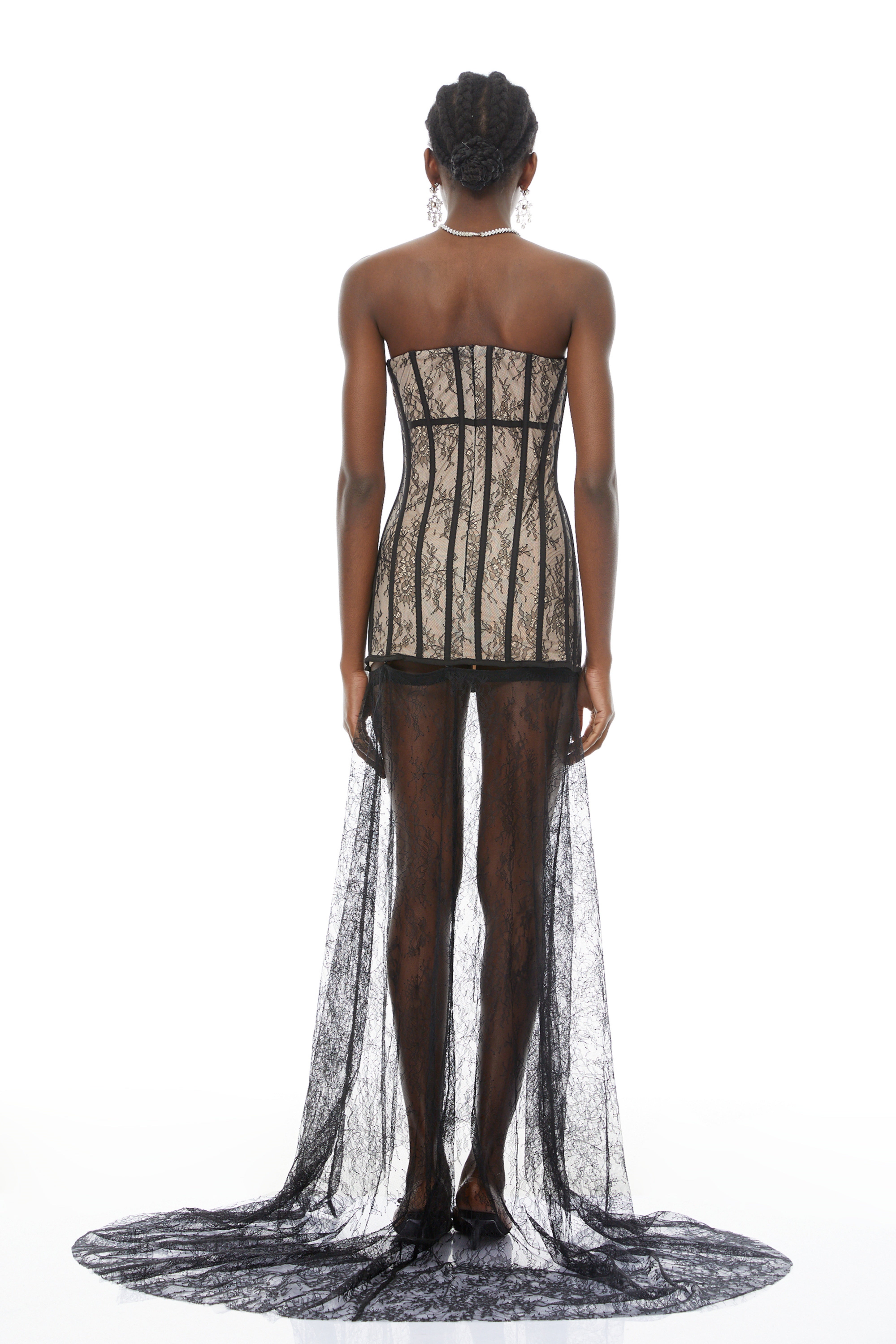 Astrid Black Floral Lace Corset Maxi Dress (Final Sale)