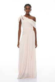 Sigrun Pink Asymmetrical Gathered Maxi Dress (Final Sale-US Only)