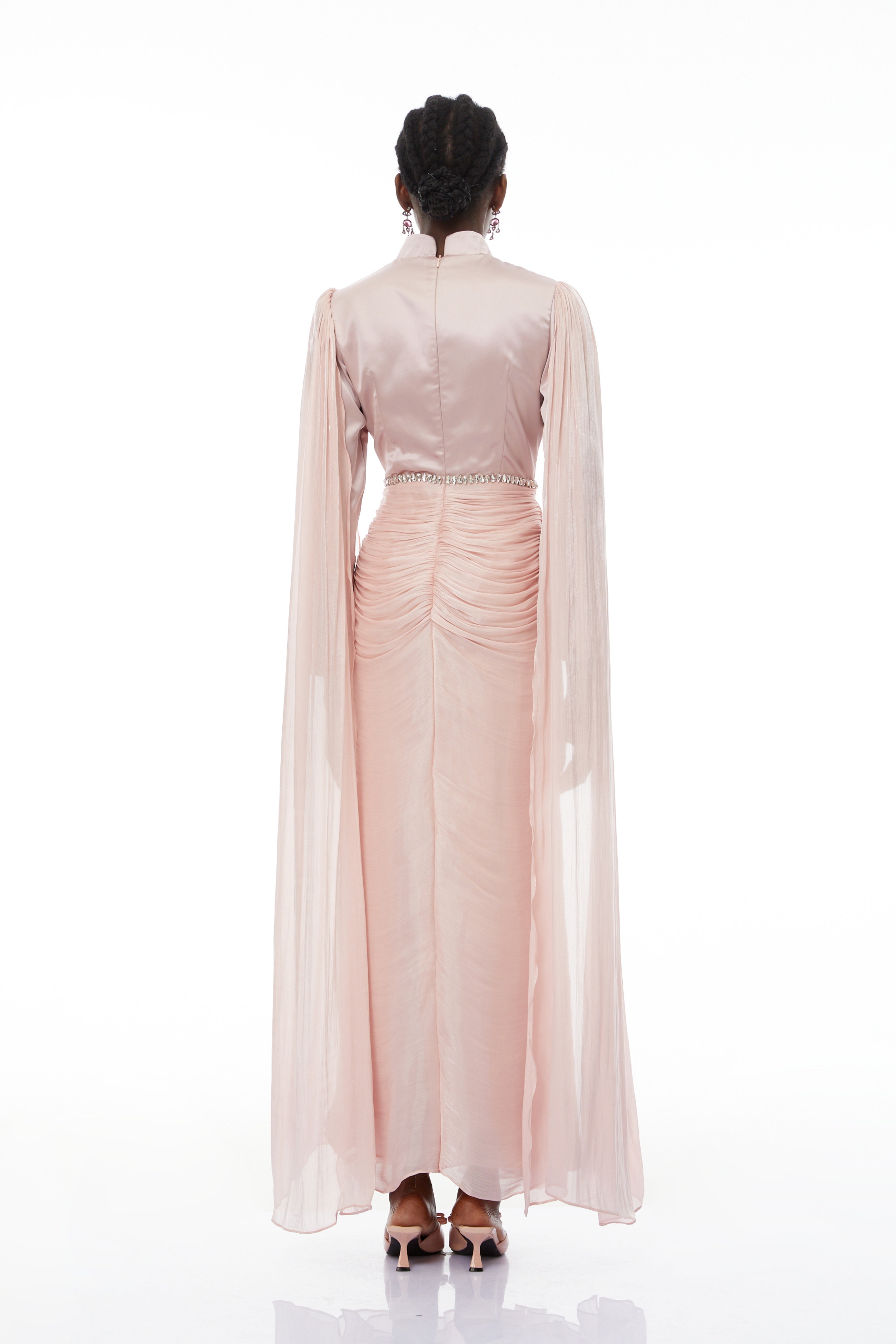 Andrine Pink Crystal Embellished Maxi Dress
