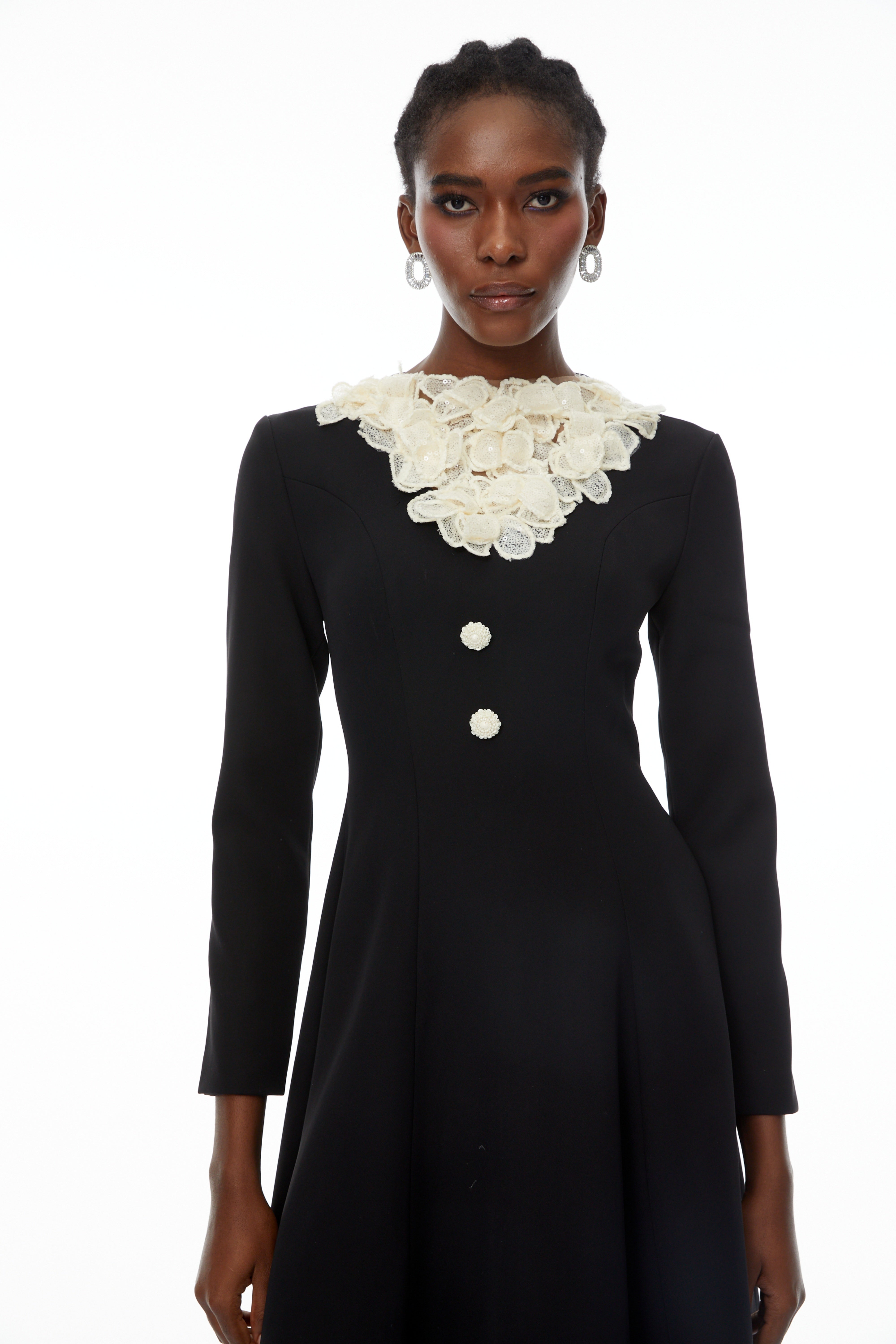 Greta Color Block Sequin 3D Petal Midi Dress (Final Sale)
