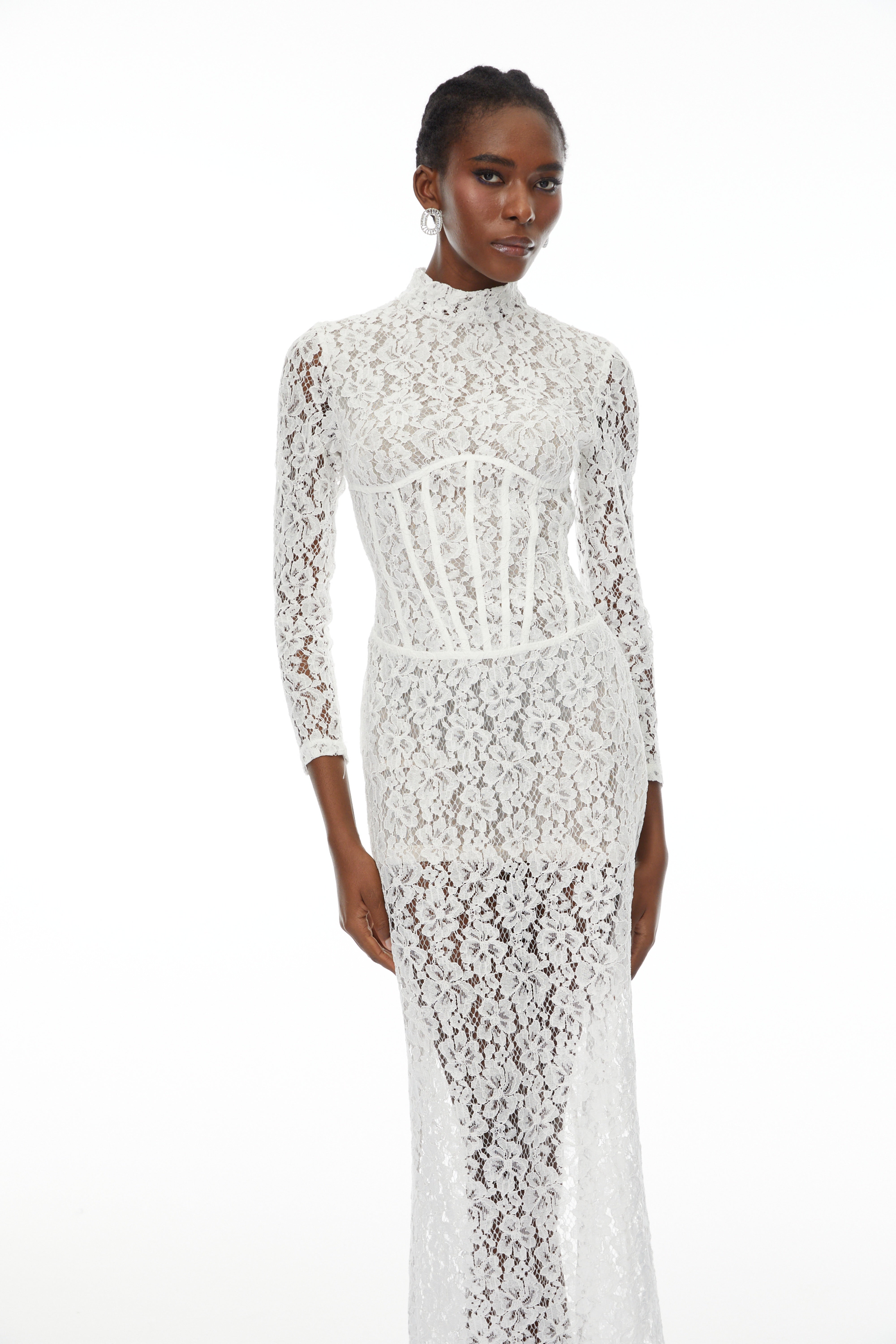 Darlene White Floral Lace Cut Out Maxi Dress (Final Sale-US Only)