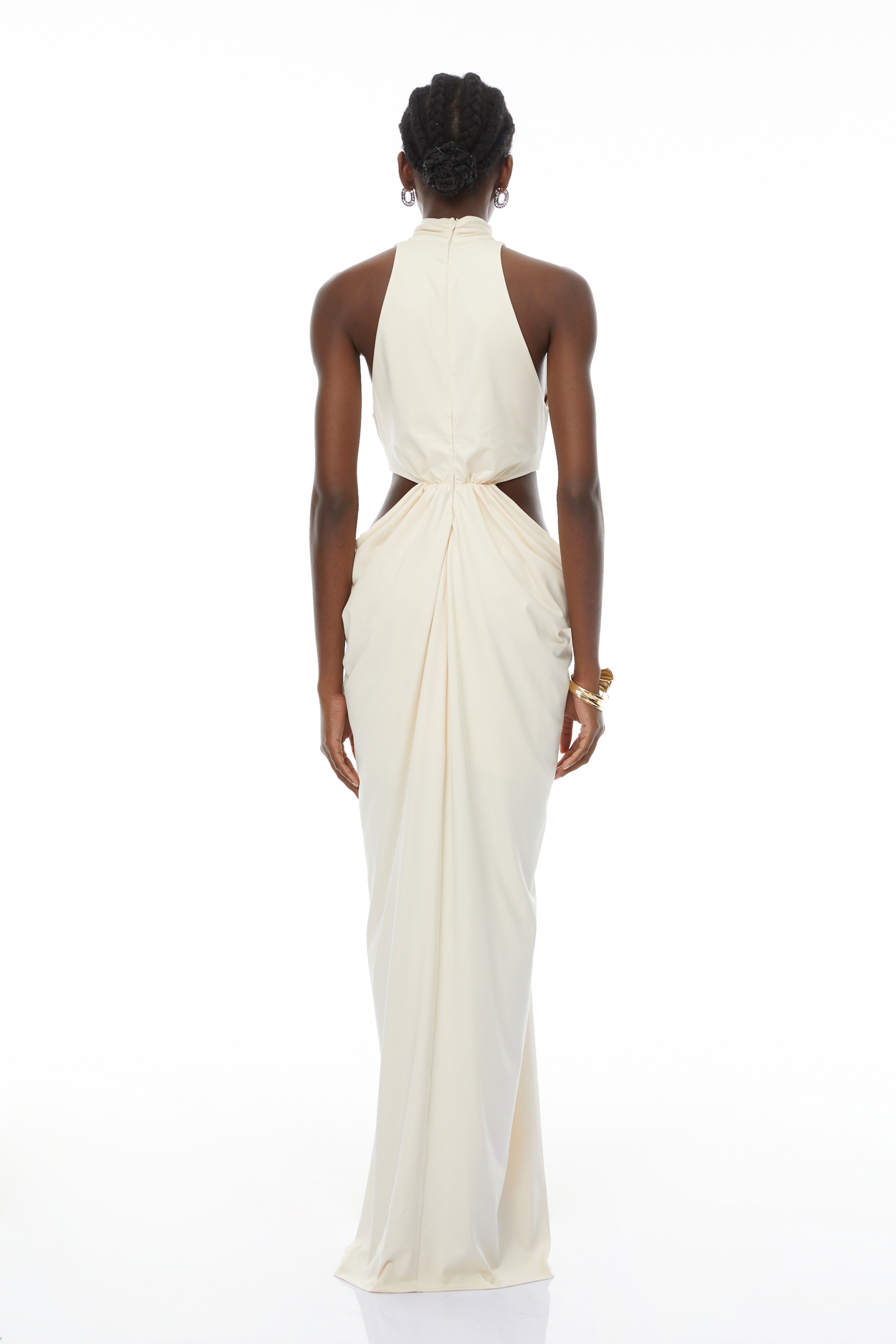 Joaquín Neutral Braid Detail Ruched Dress Maxi (Final Sale-US Only)