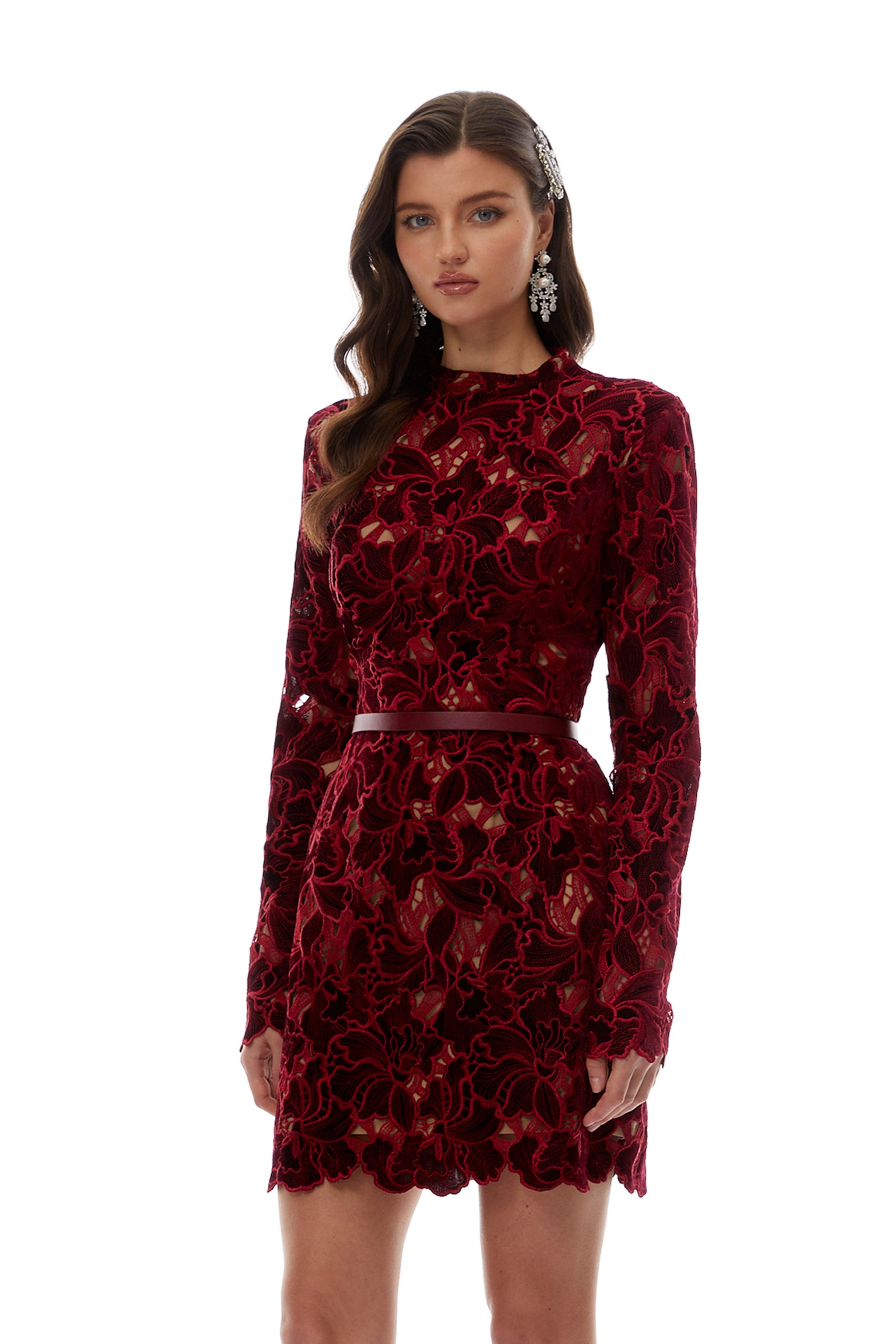 Hafdis Red Floral Embroidered Mini Dress (Final Sale-US Only)