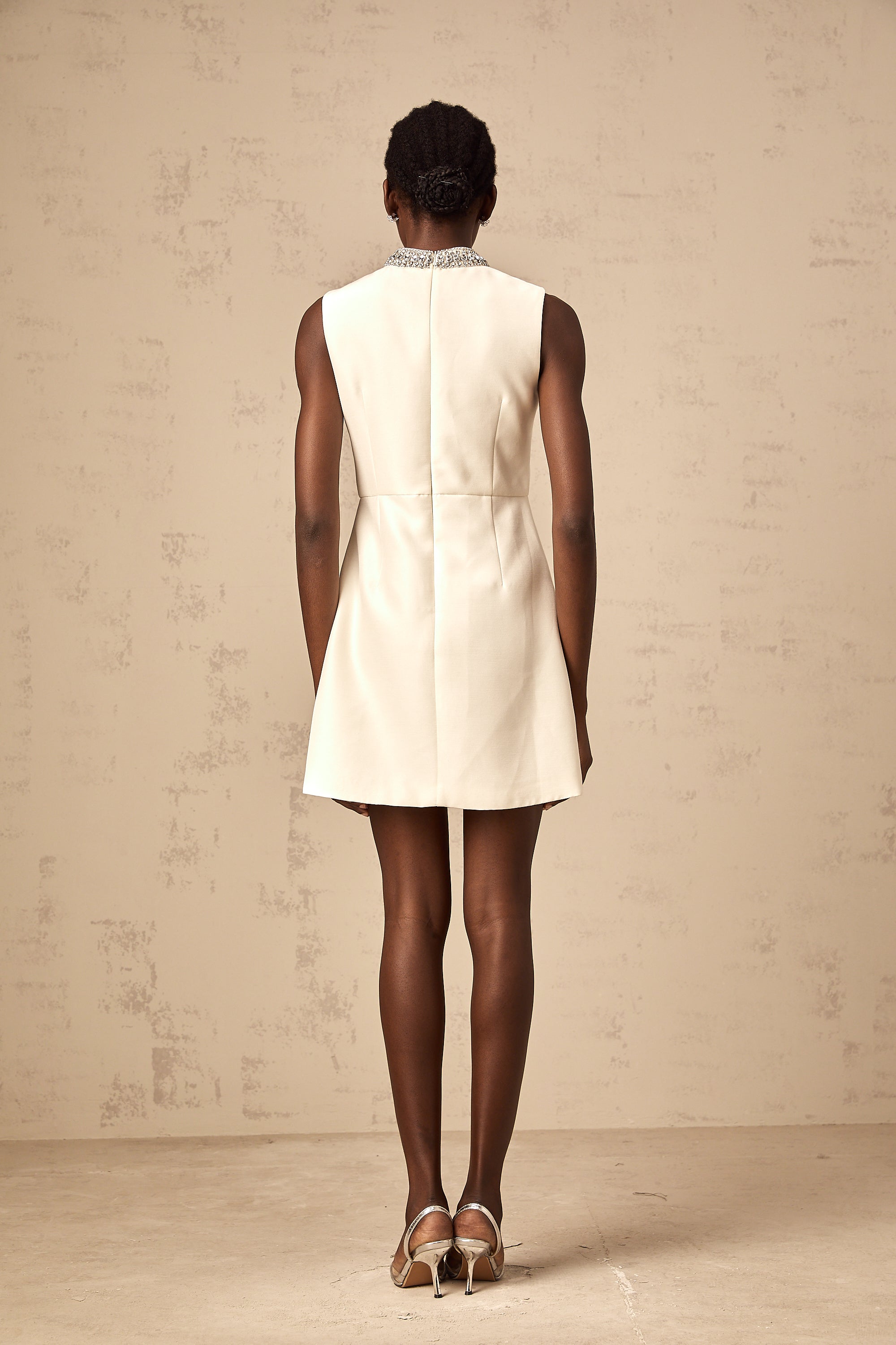Babette white crystal-embellished mini dress