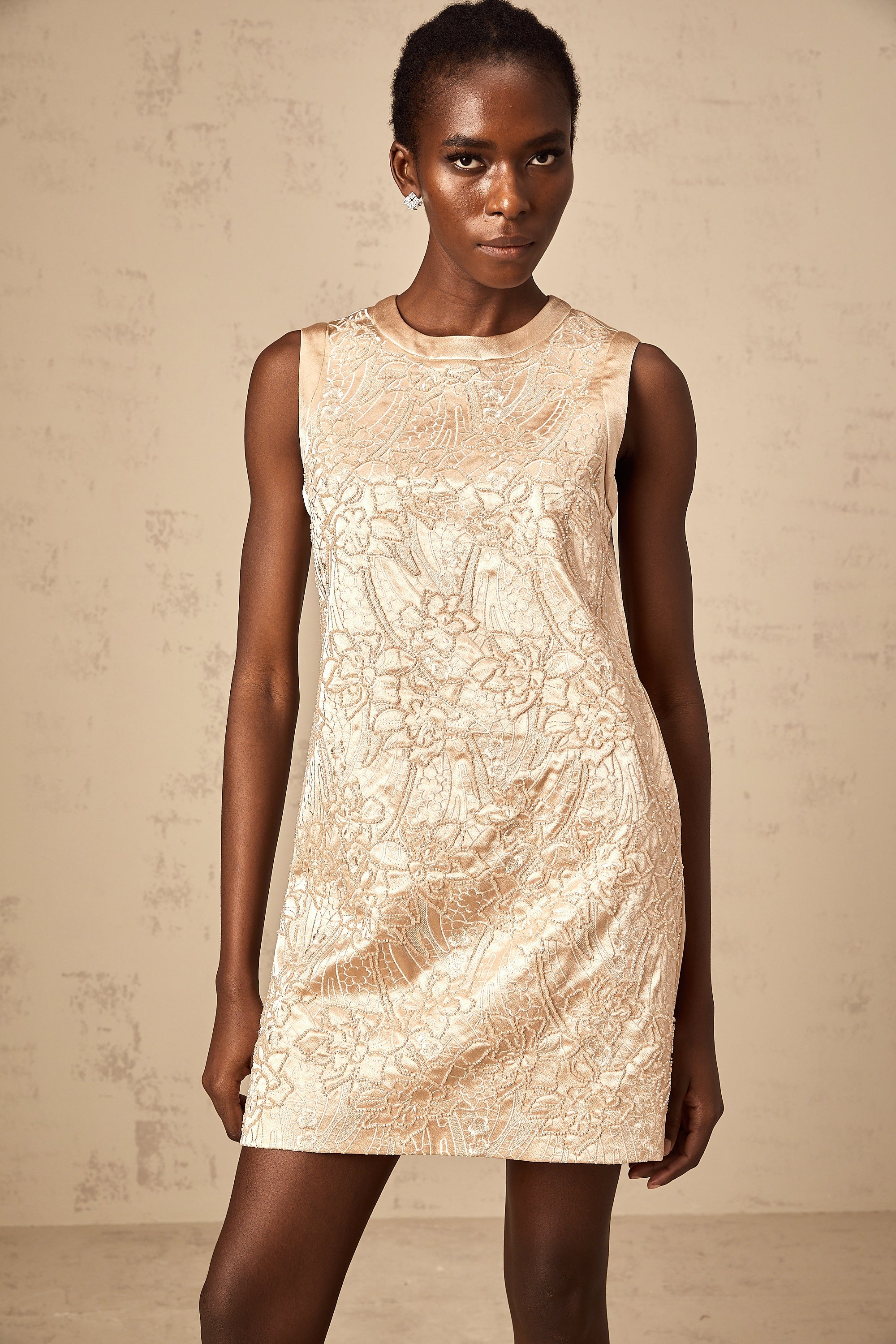 Isabelle embroidered bead-embellished mini dress