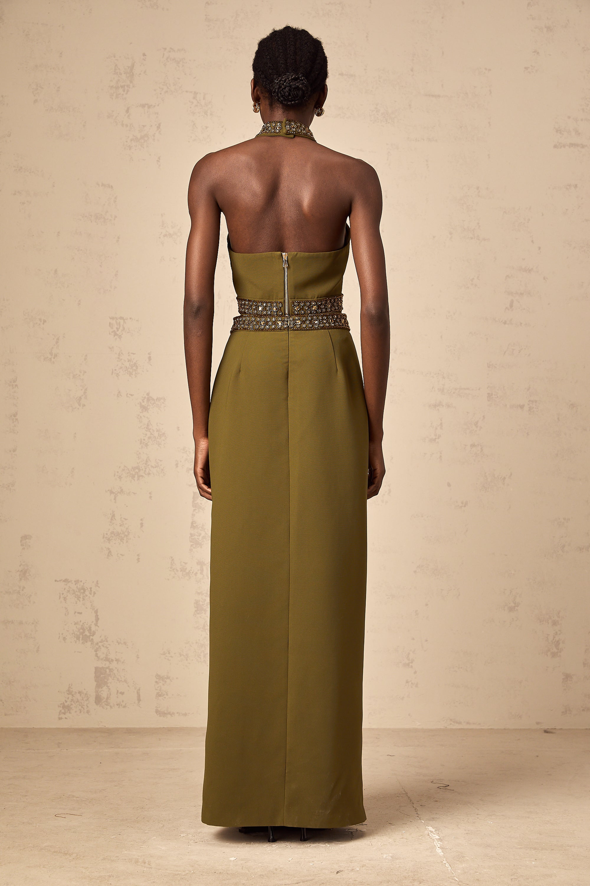 Daisy green beaded-trim top & skirt matching set (Final Sale-US Only)