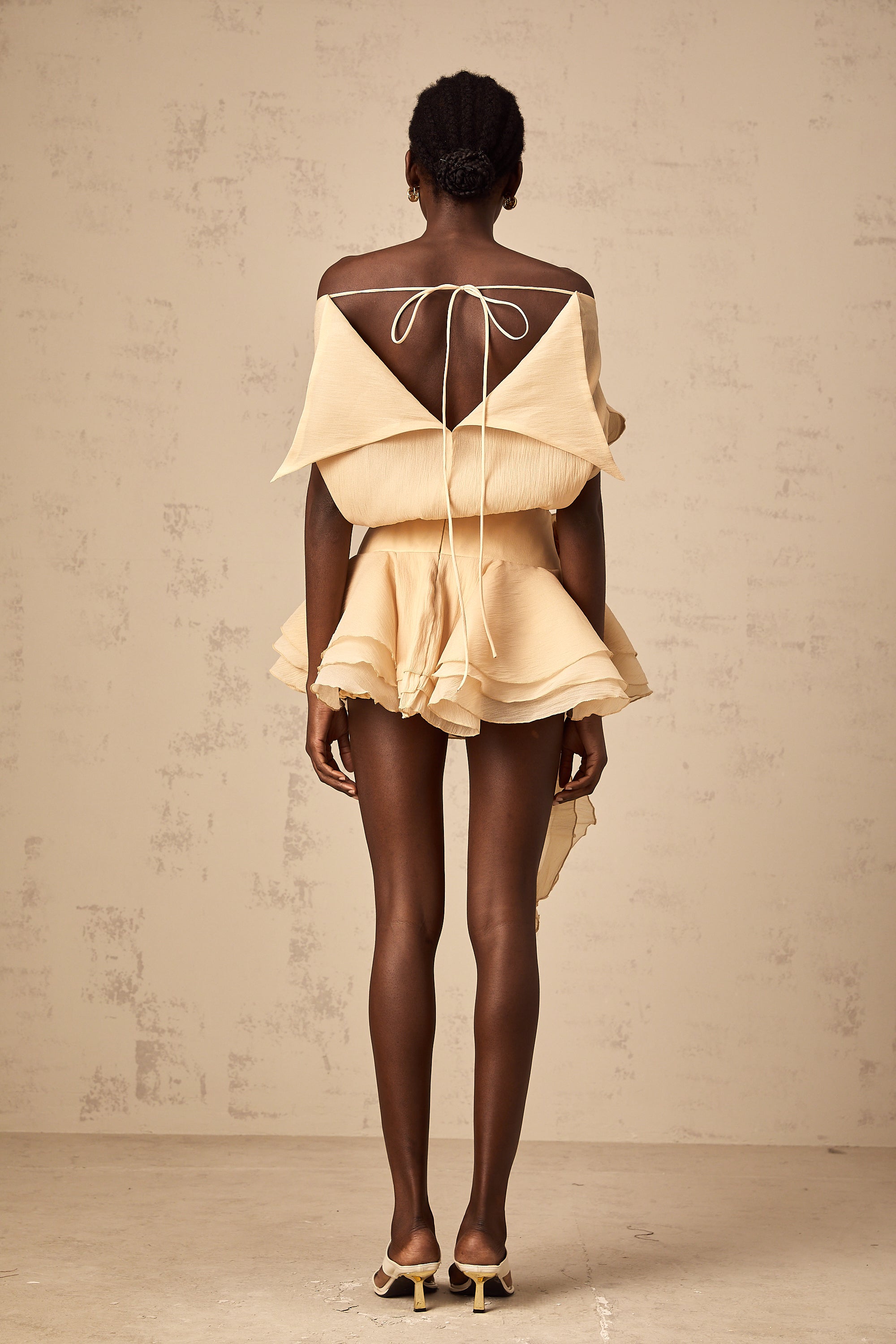 Amélie floral-appliqué flounced mini dress