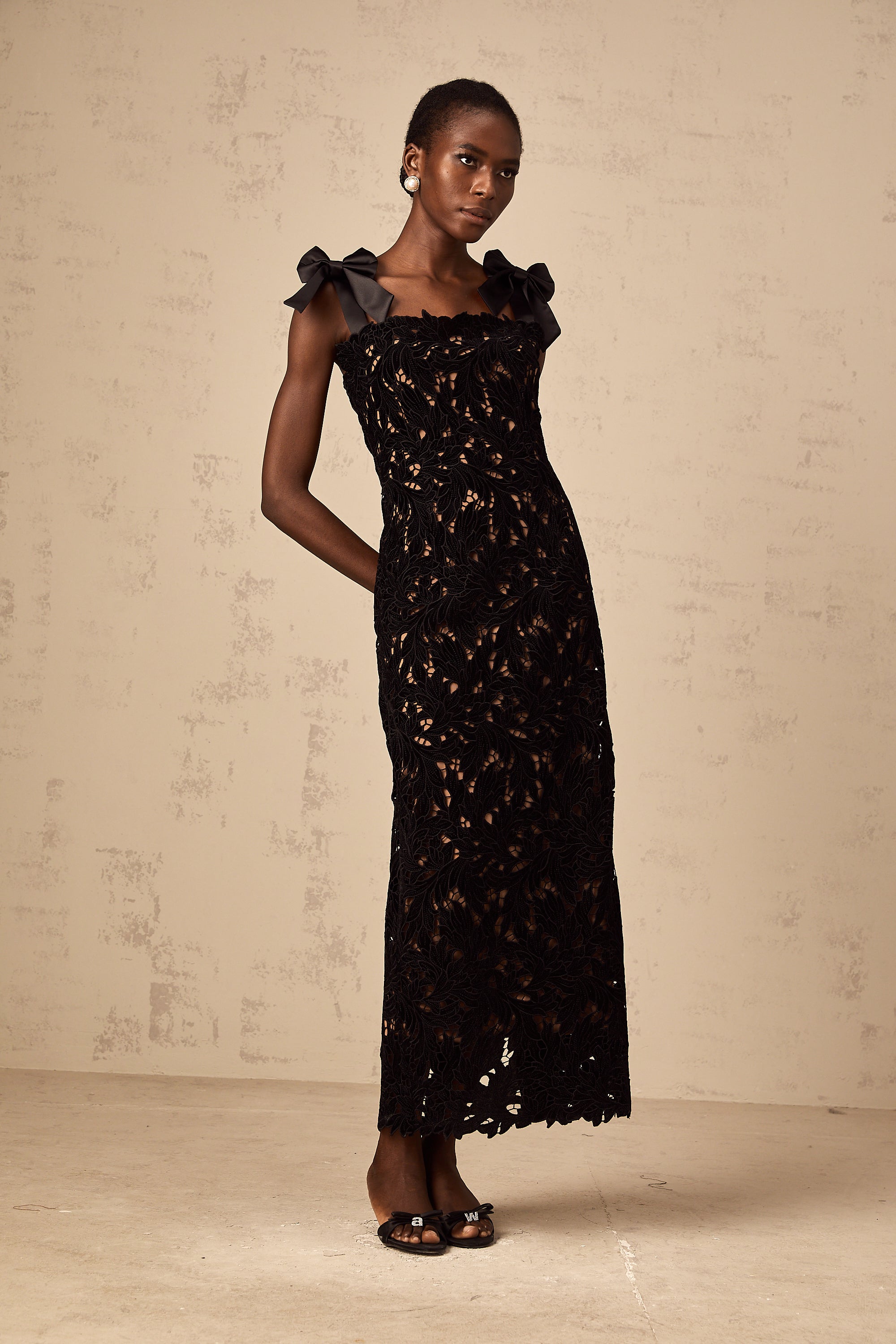 Eloise black floral embroidered maxi dress (Final Sale-US Only)