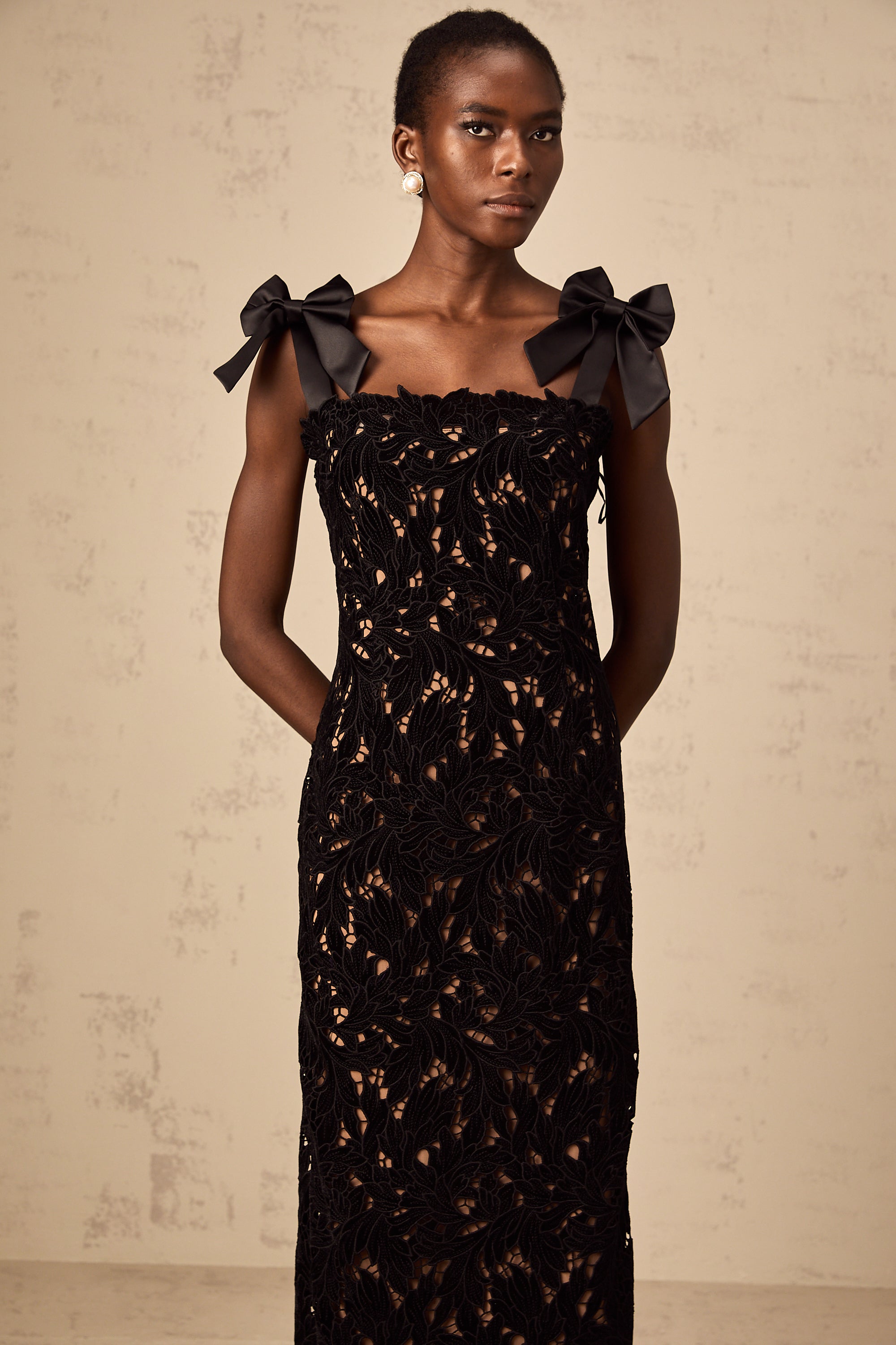 Eloise black floral embroidered maxi dress (Final Sale-US Only)