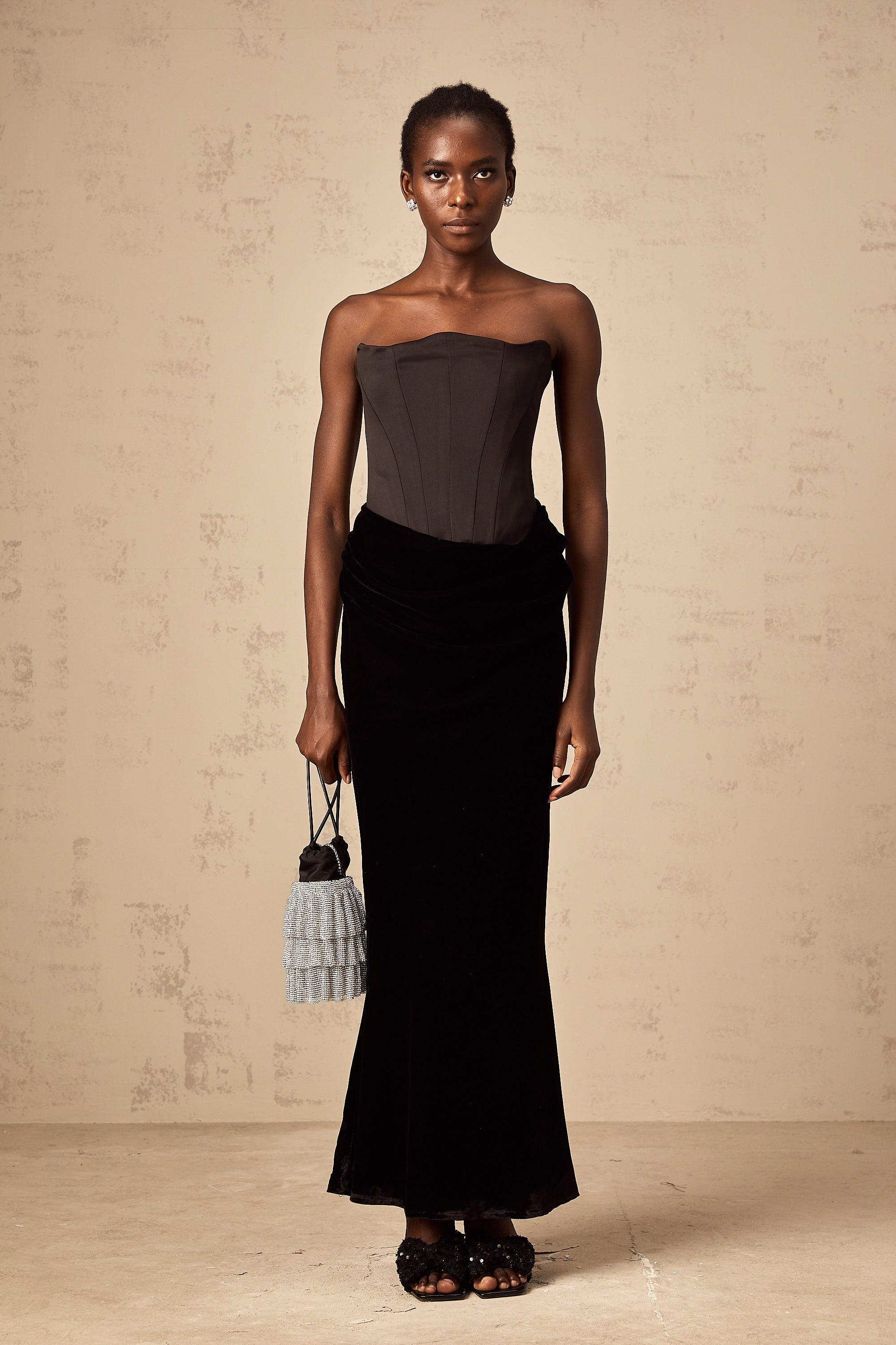 Aurore Black Off-Shoulder Maxi Dress