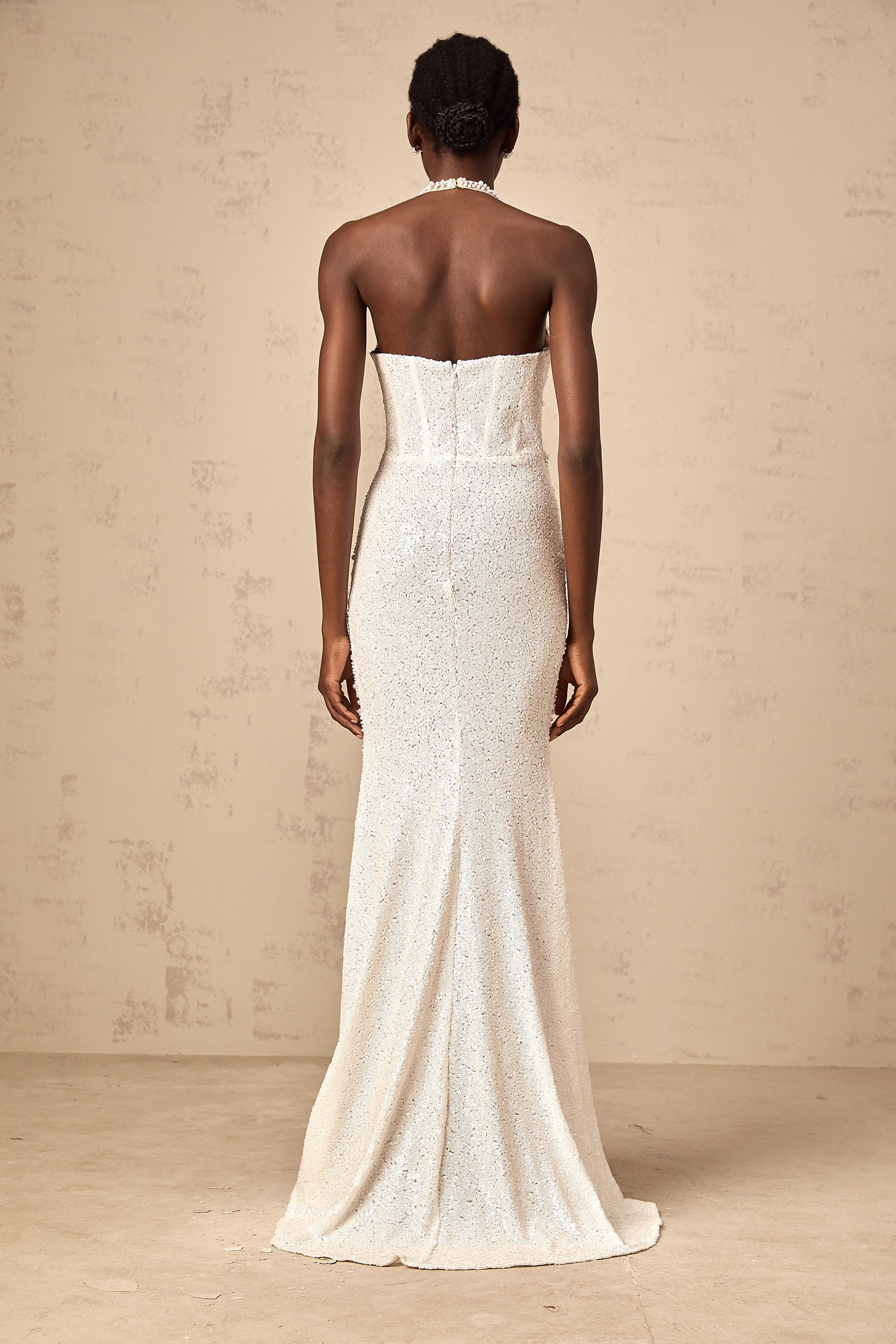 Sophie white faux-pearl embellished maxi dress
