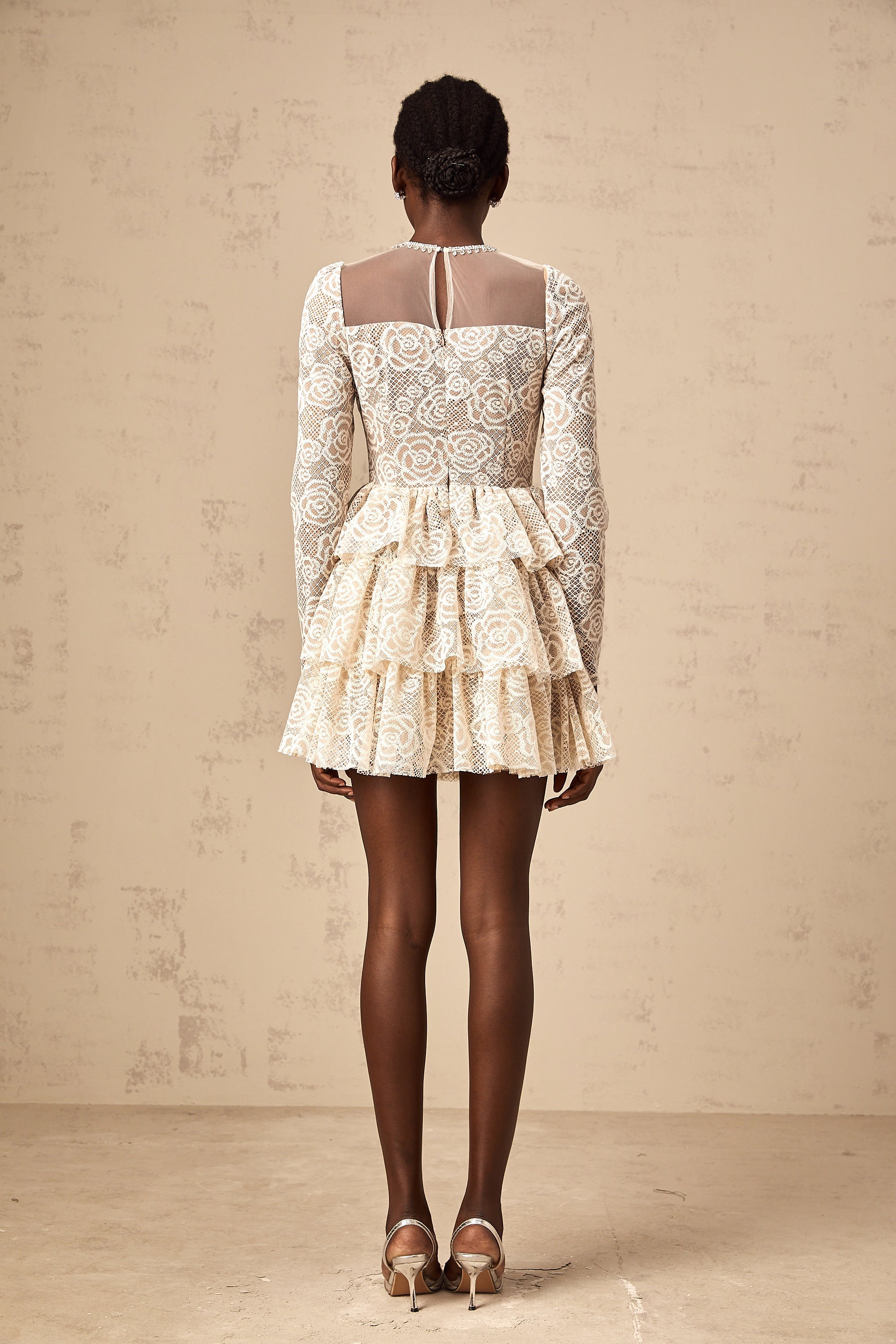 Hippolyte neutrals floral-embroidered mini dress