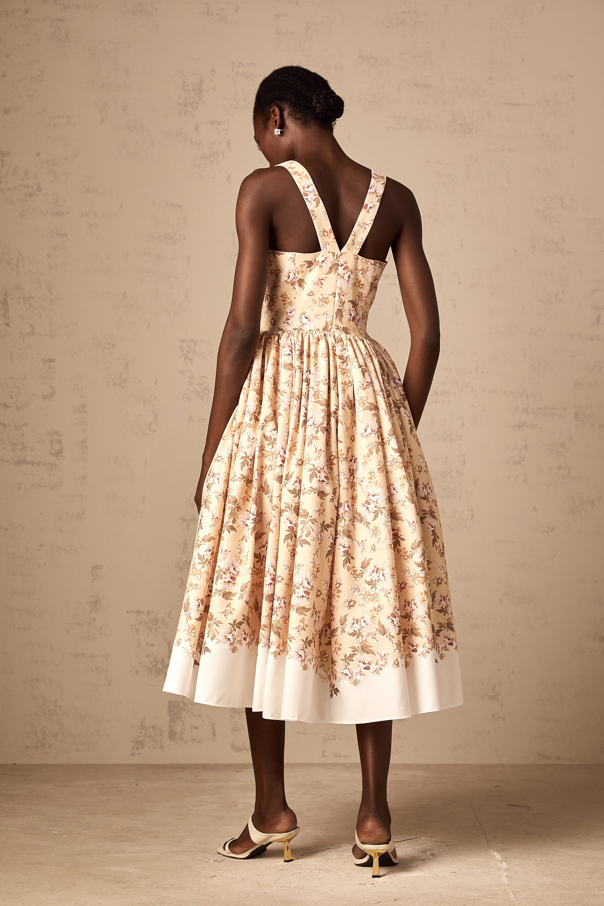 Alizée yellow floral-print buttoned midi dress (US Only)