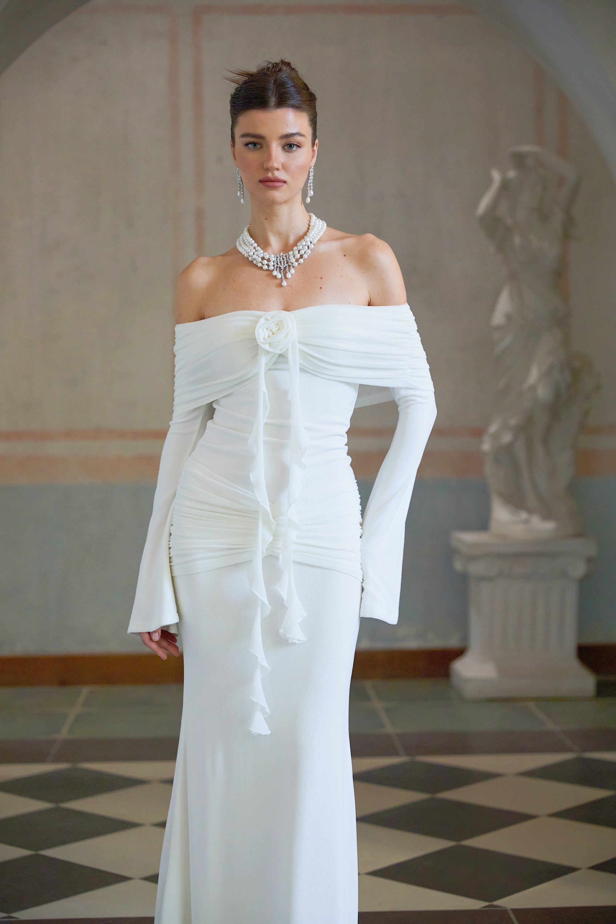 Wanda white glittered floral-appliqué knit maxi dress (Final Sale-US Only)