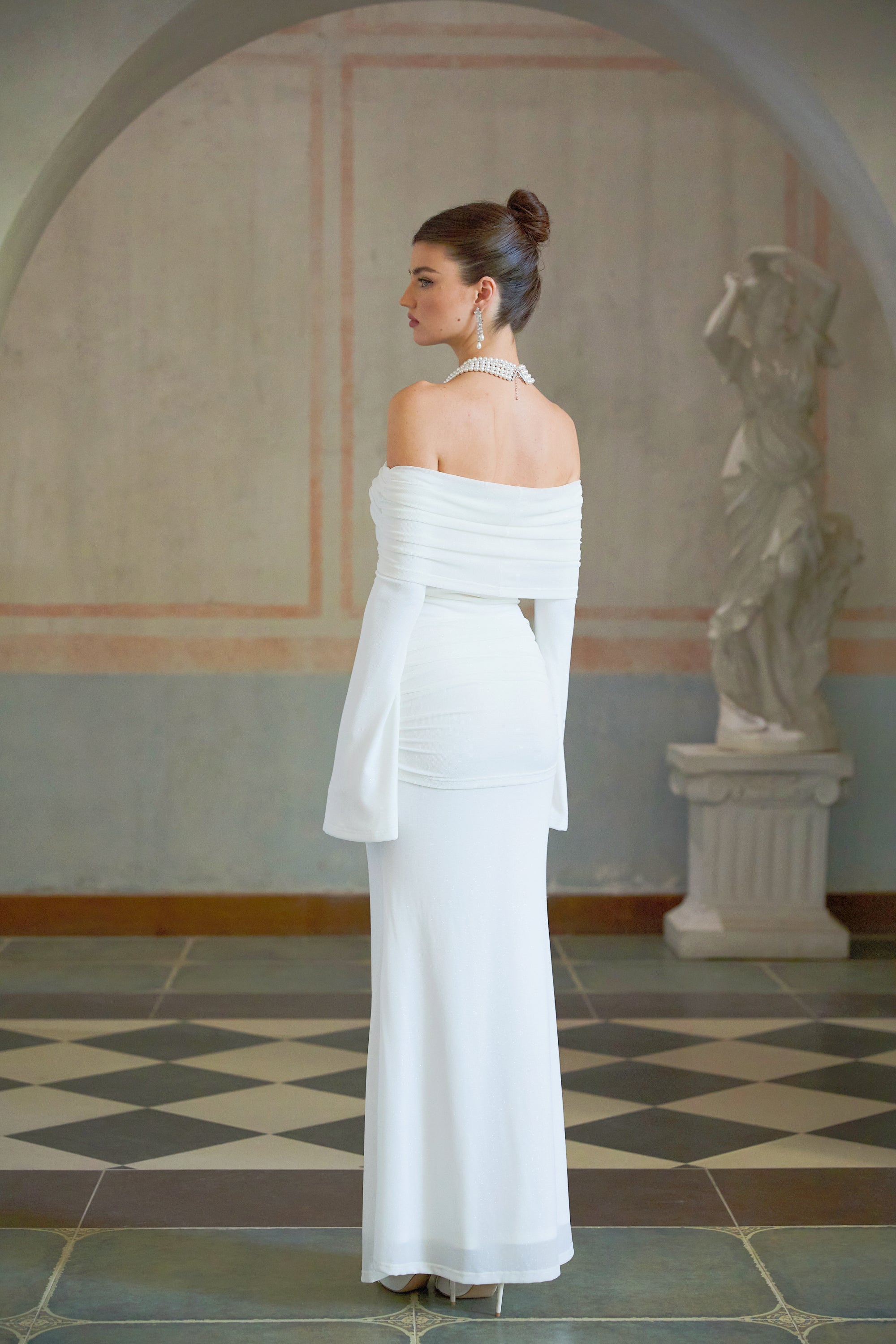 Wanda white glittered floral-appliqué knit maxi dress (Final Sale)