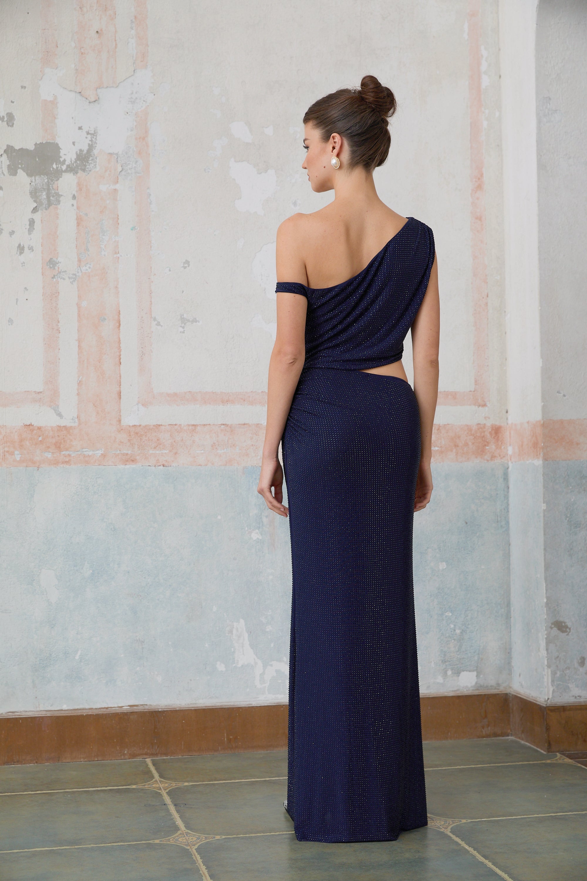 Alizée blue cut-out rhinestone maxi dress (Final Sale-US Only)