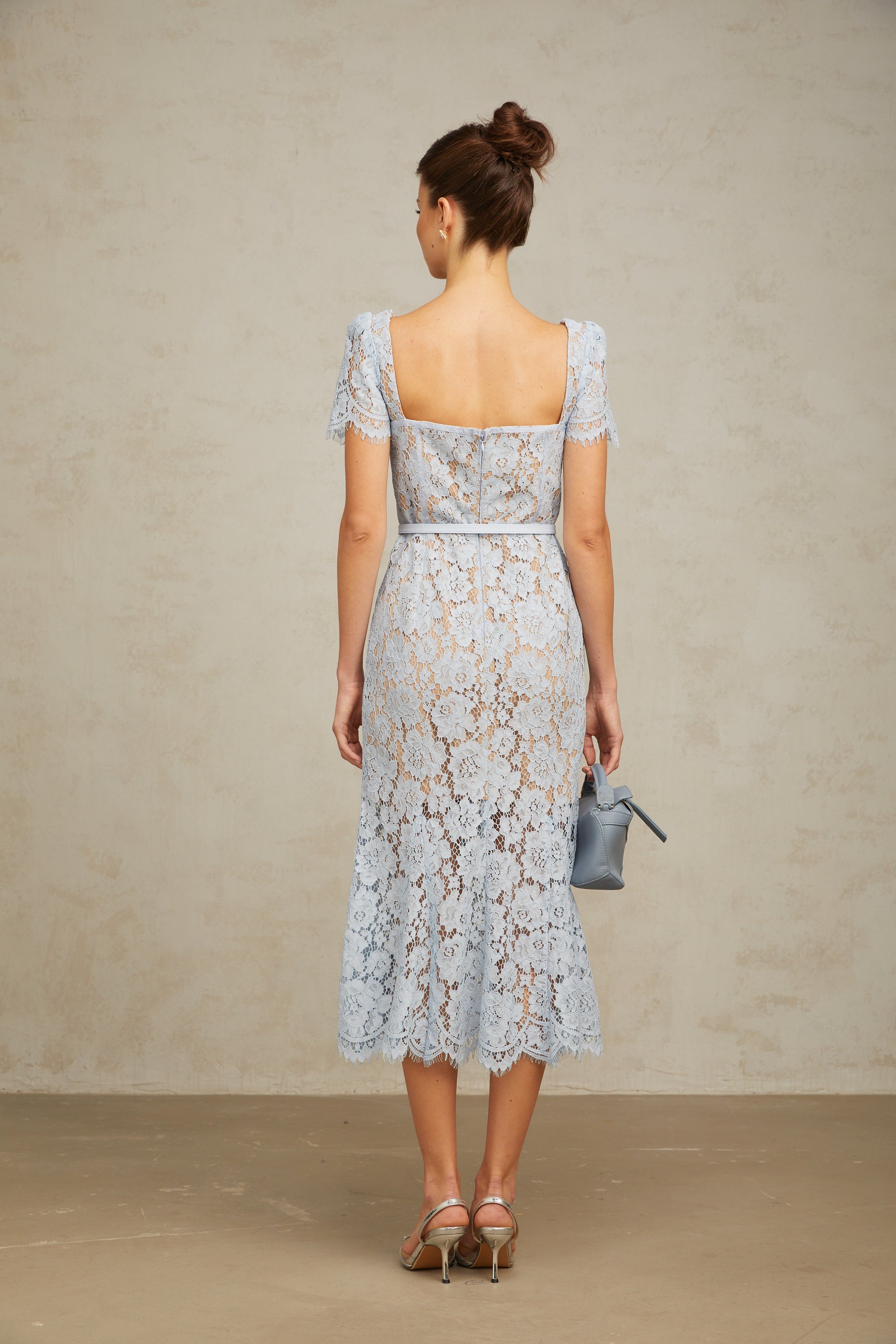 Audrey blue floral-lace boned midi dress (Final Sale-US Only)