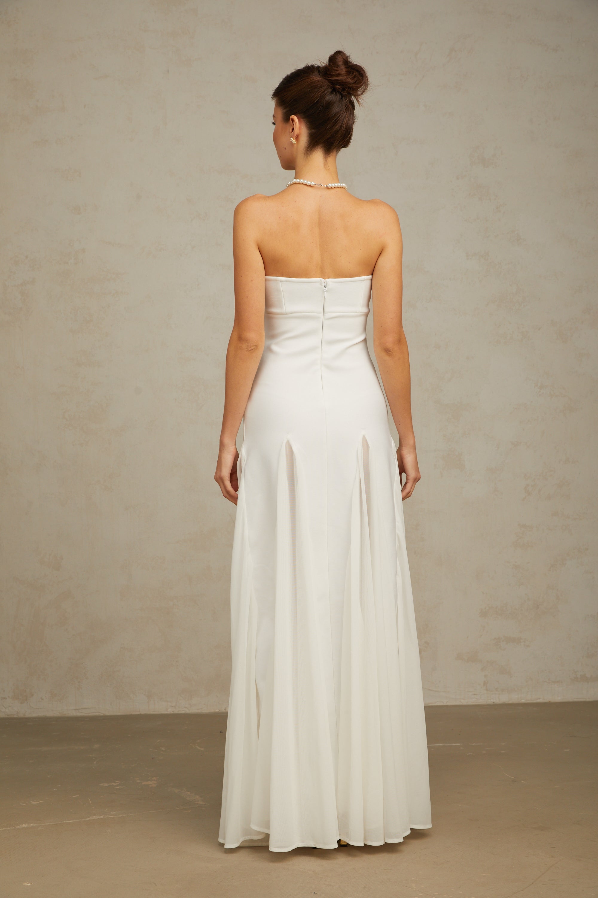 Nathalie white tulle-panelling maxi dress (US Only)
