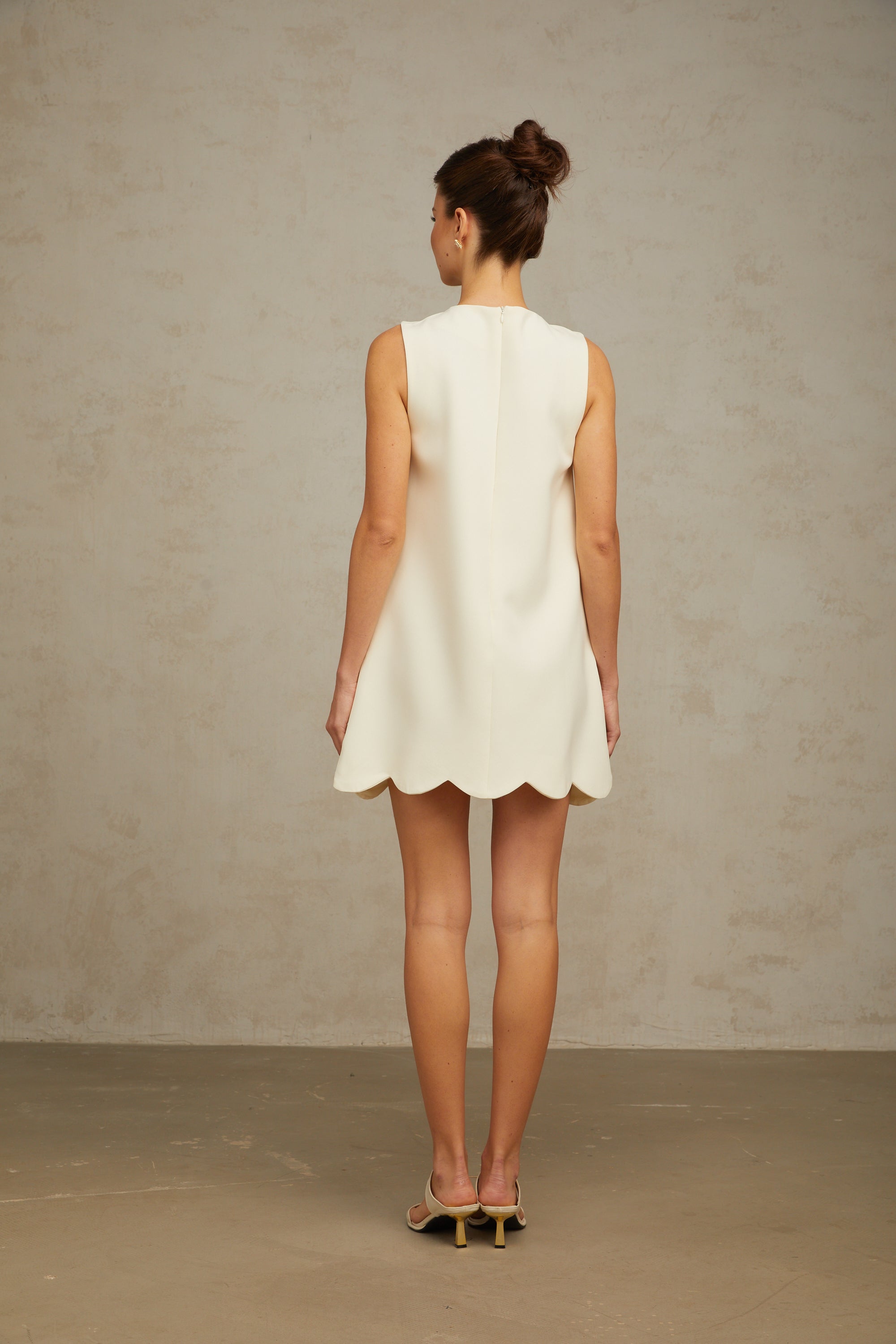 Chantal white wavy tiered mini dress (US Only)