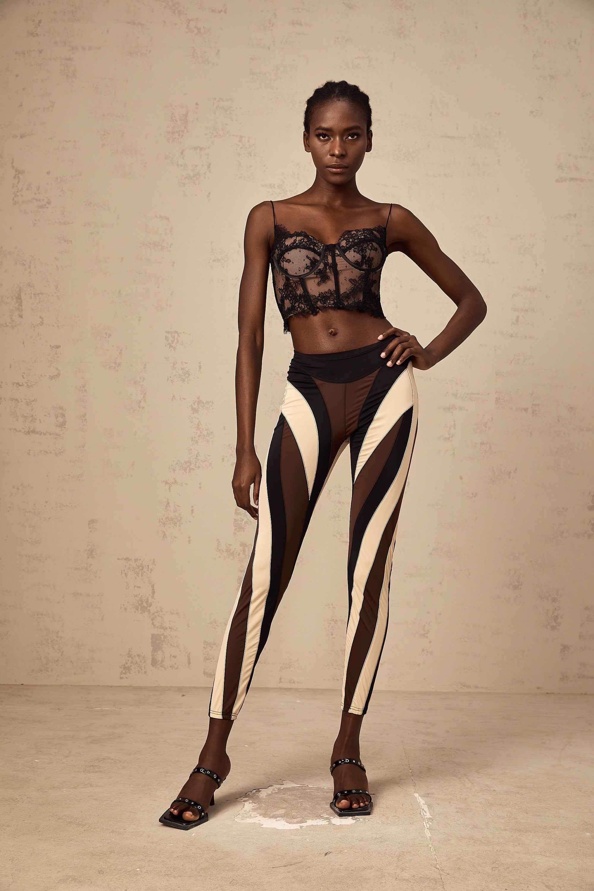 Diane spiral color-block panelled leggings
