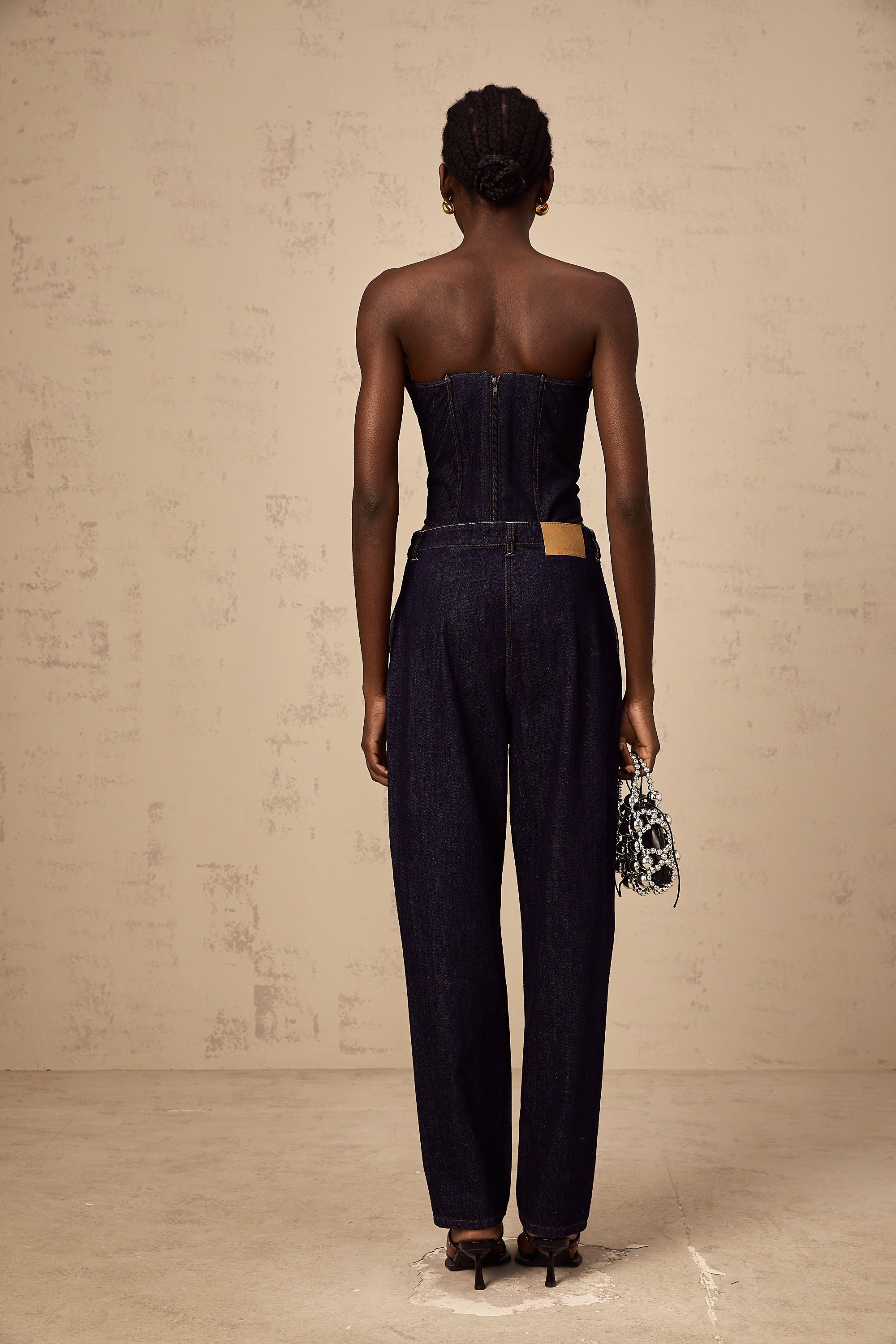 Kléber dark-blue off-shoulder denim top