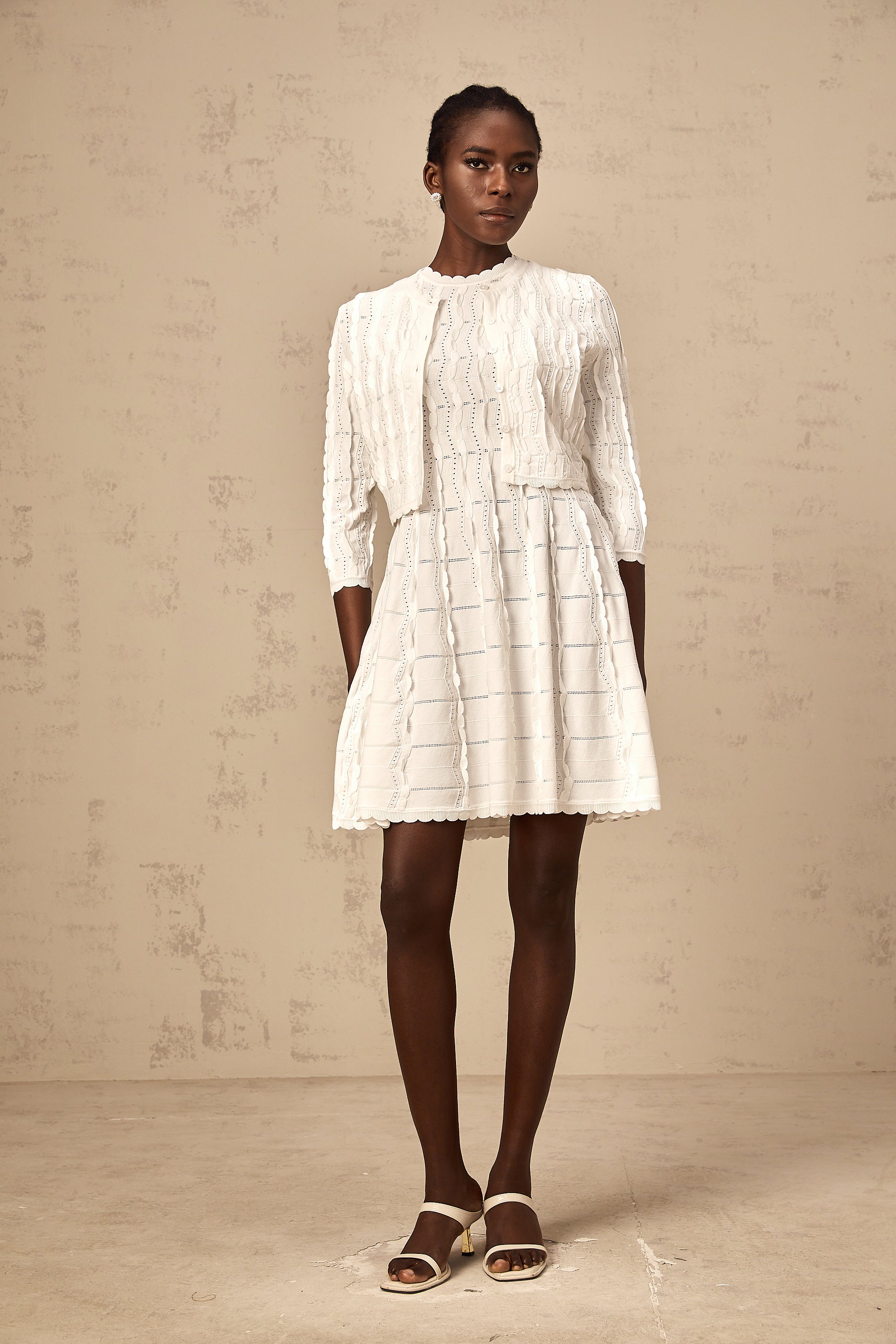 Esmée white ruffled knitted cardigan (Final Sale-US Only)