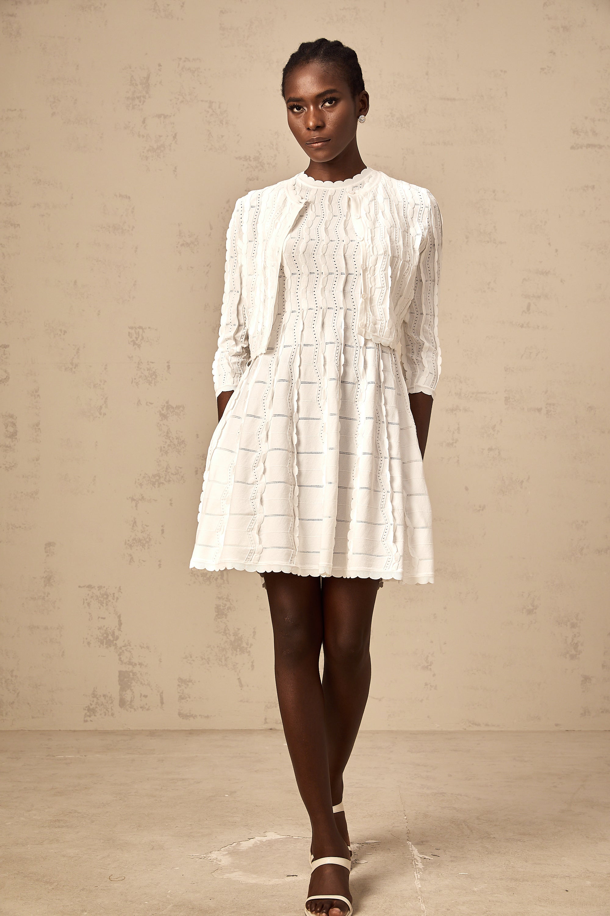 Esmée white ruffled knitted cardigan (Final Sale-US Only)